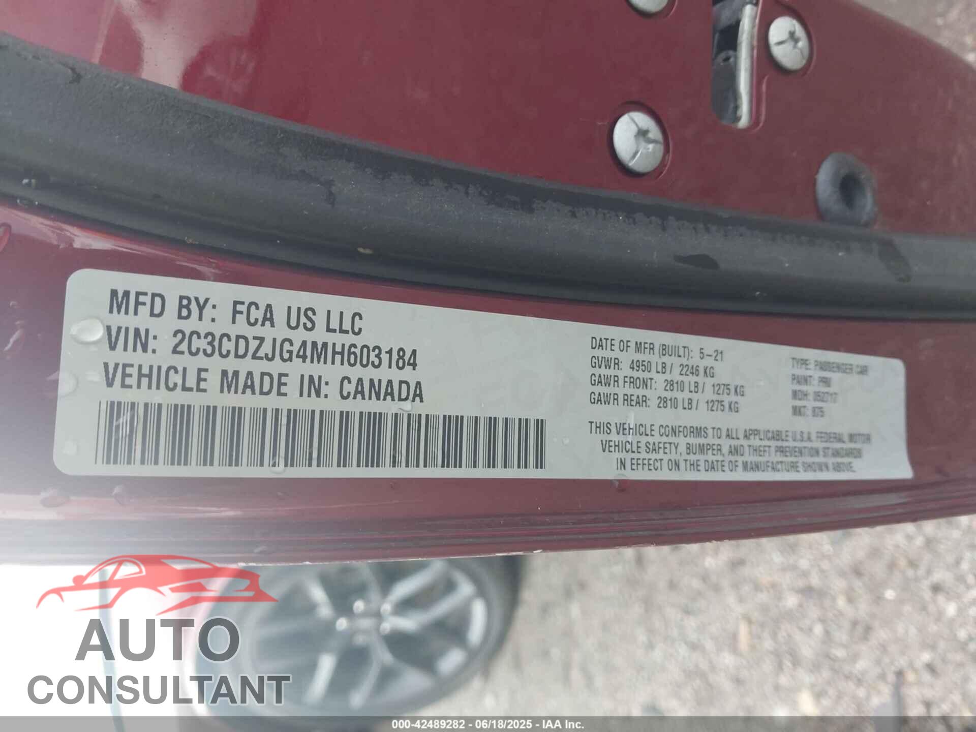 DODGE CHALLENGER 2021 - 2C3CDZJG4MH603184