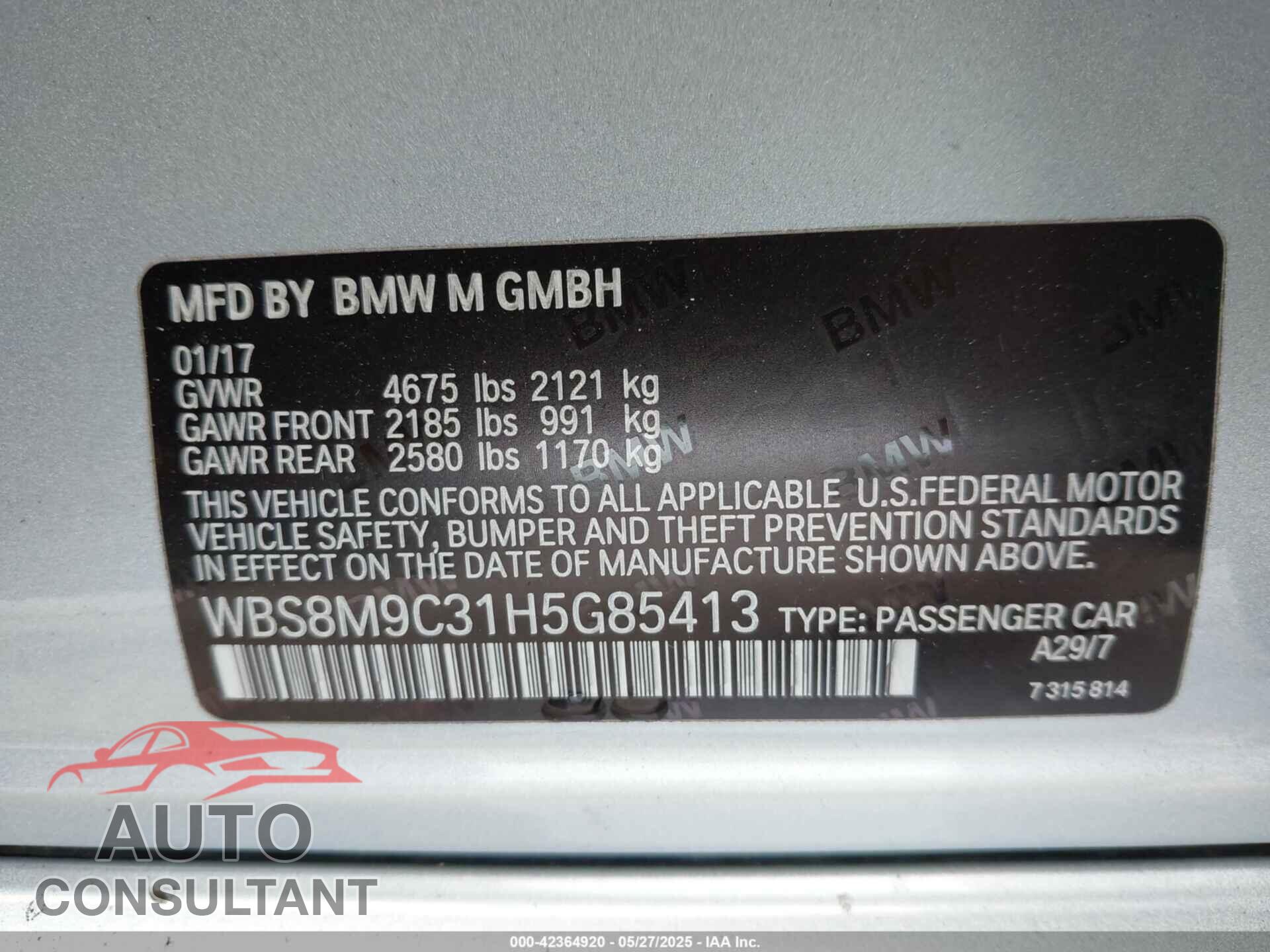 BMW M3 2017 - WBS8M9C31H5G85413