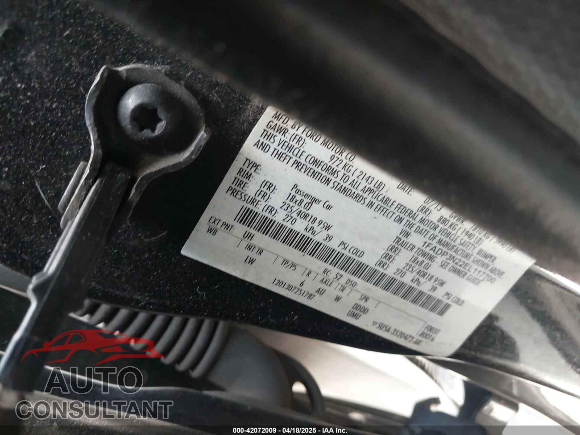 FORD FOCUS 2014 - 1FADP3N22EL117700