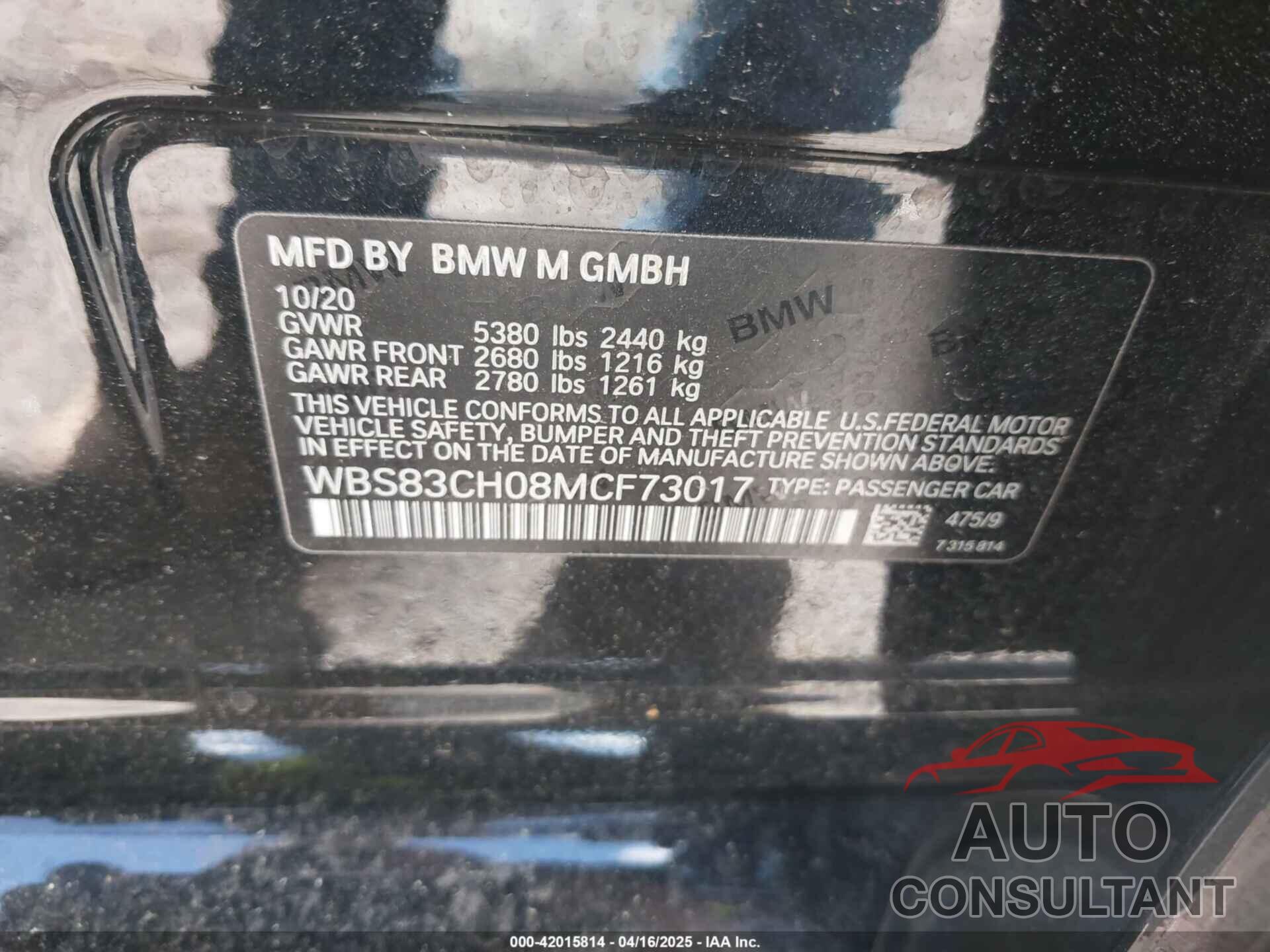 BMW M5 2021 - WBS83CH08MCF73017