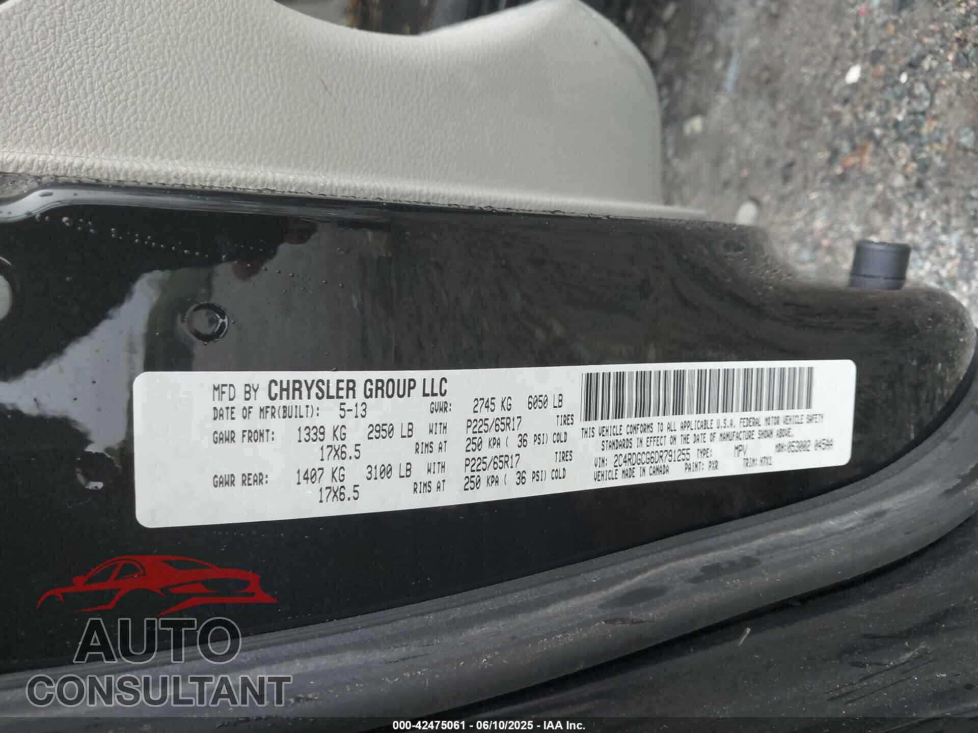 DODGE GRAND CARAVAN 2013 - 2C4RDGCG6DR791255