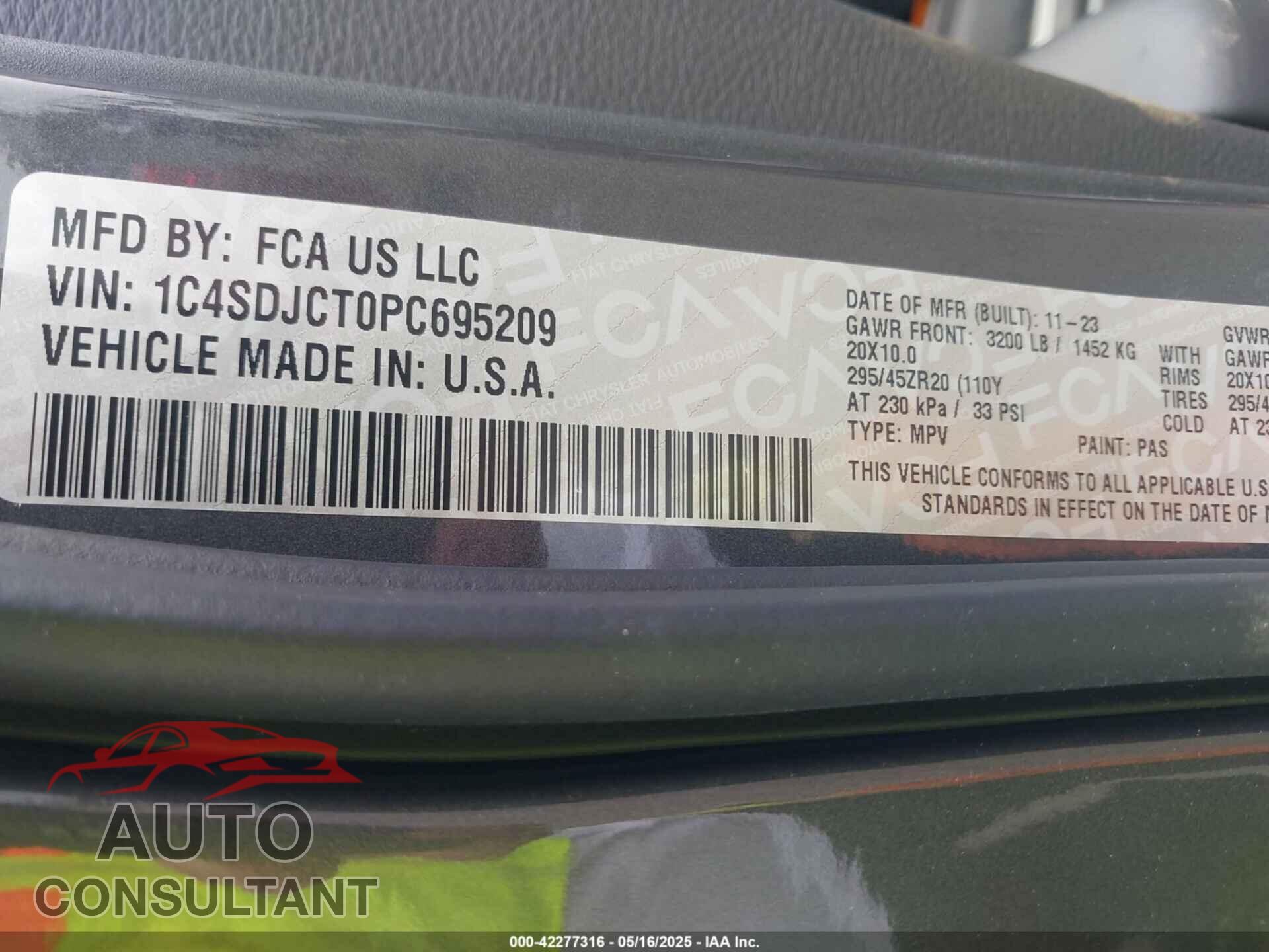 DODGE DURANGO 2023 - 1C4SDJCT0PC695209