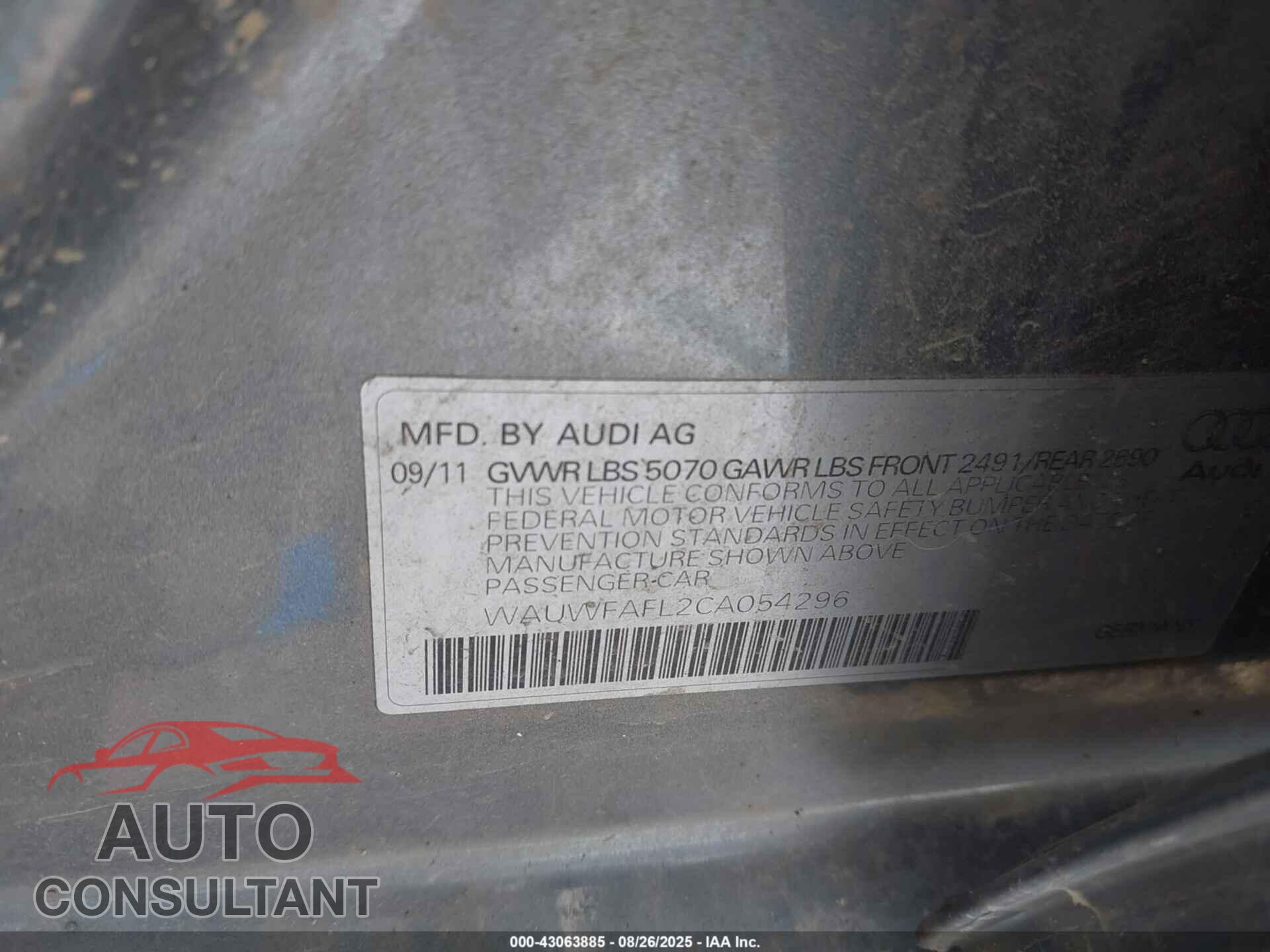 AUDI A4 2012 - WAUWFAFL2CA054296