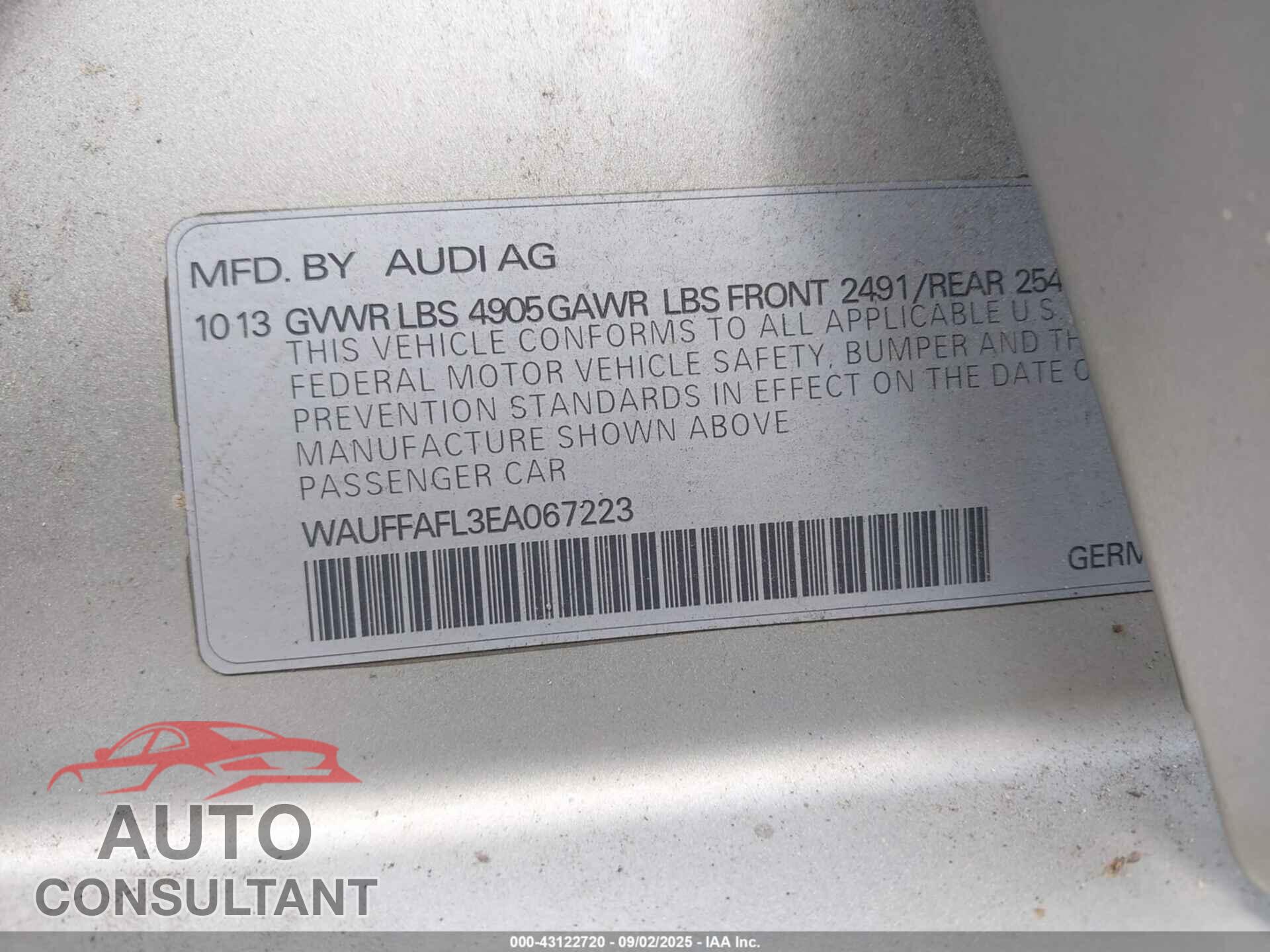 AUDI A4 2014 - WAUFFAFL3EA067223