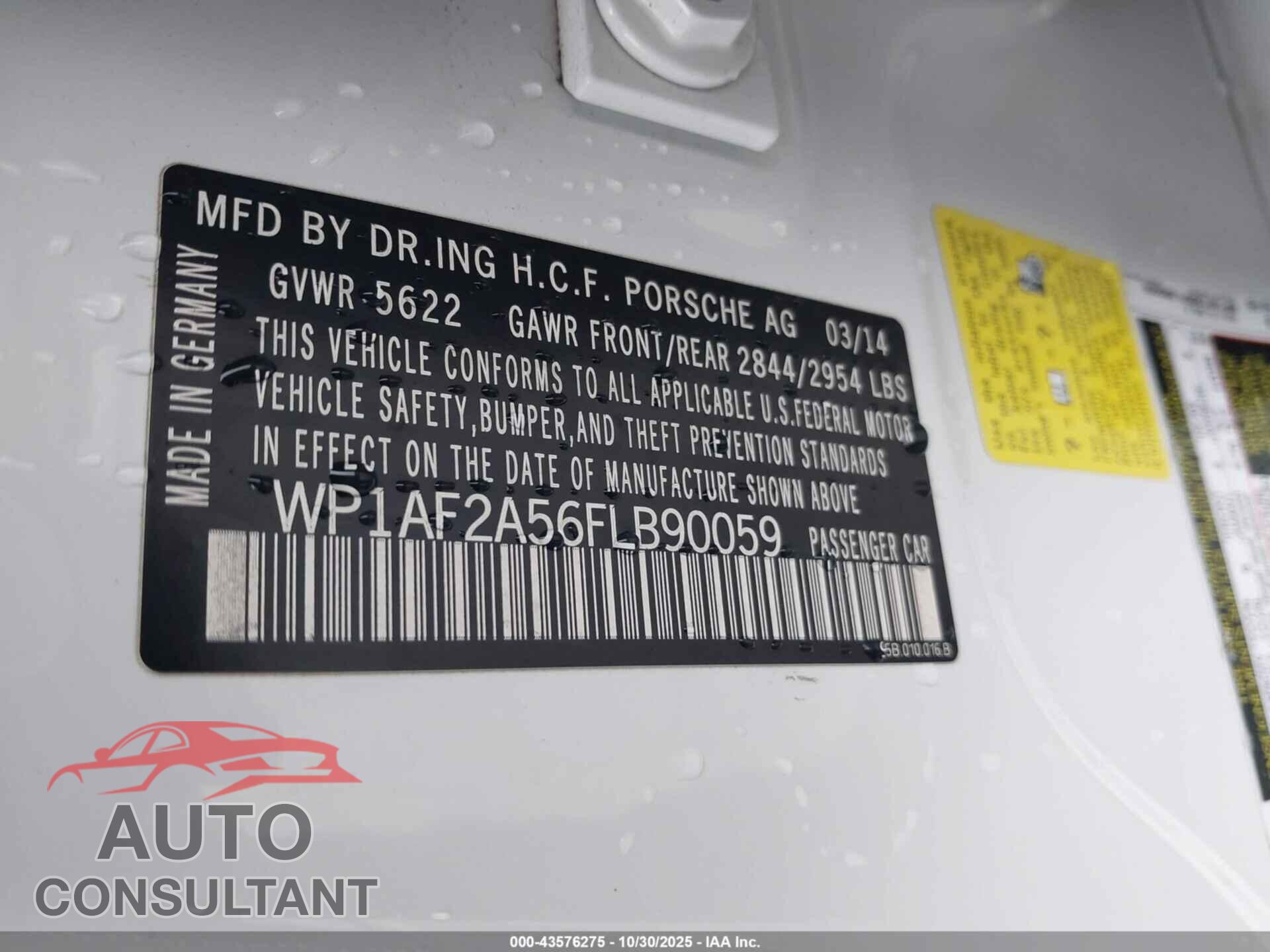 PORSCHE MACAN 2015 - WP1AF2A56FLB90059