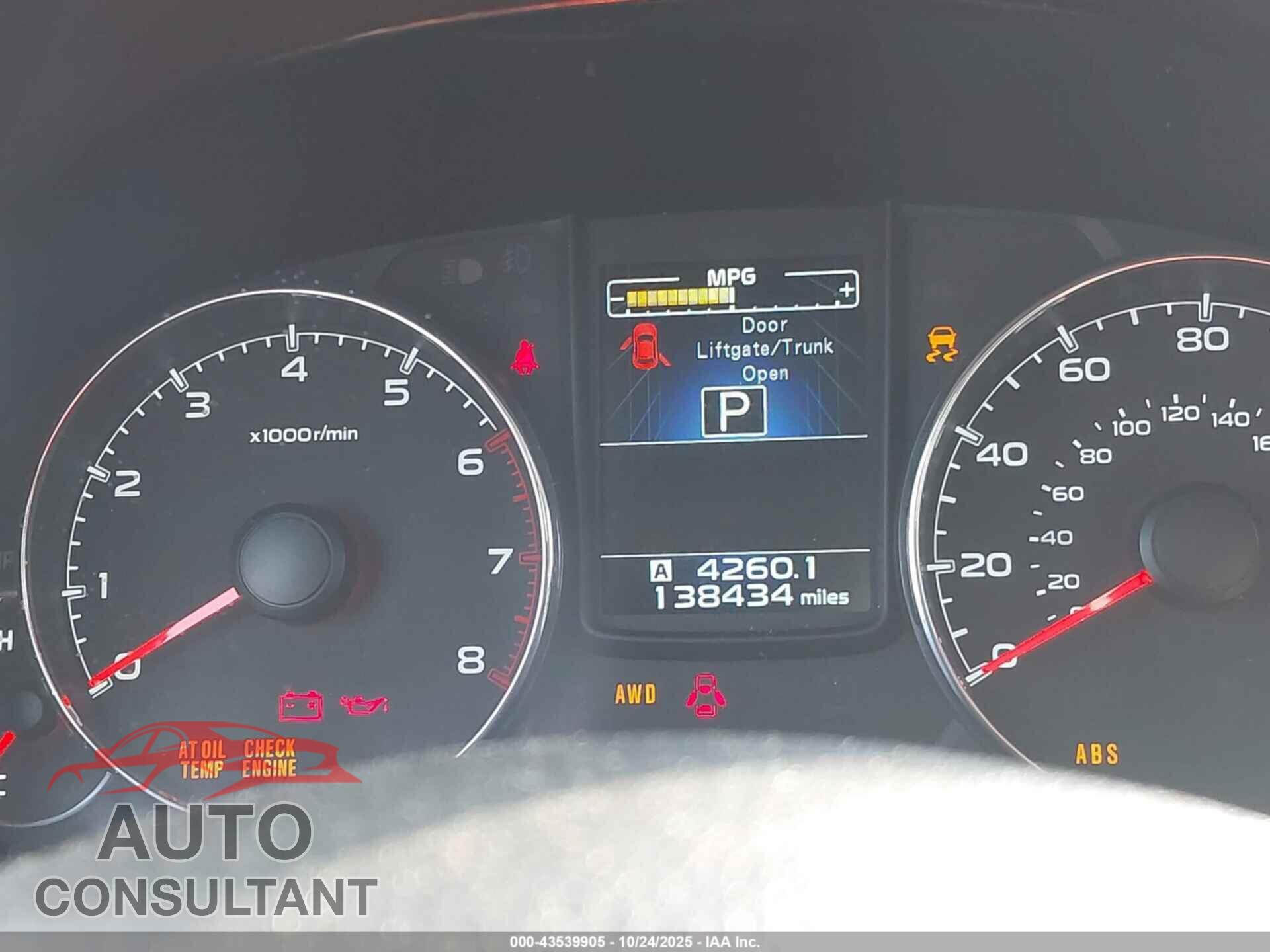 SUBARU OUTBACK 2013 - 4S4BRBKC8D3235537
