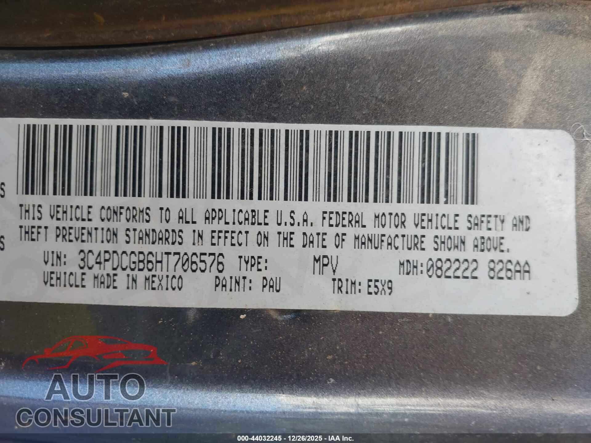 DODGE JOURNEY 2017 - 3C4PDCGB6HT706576