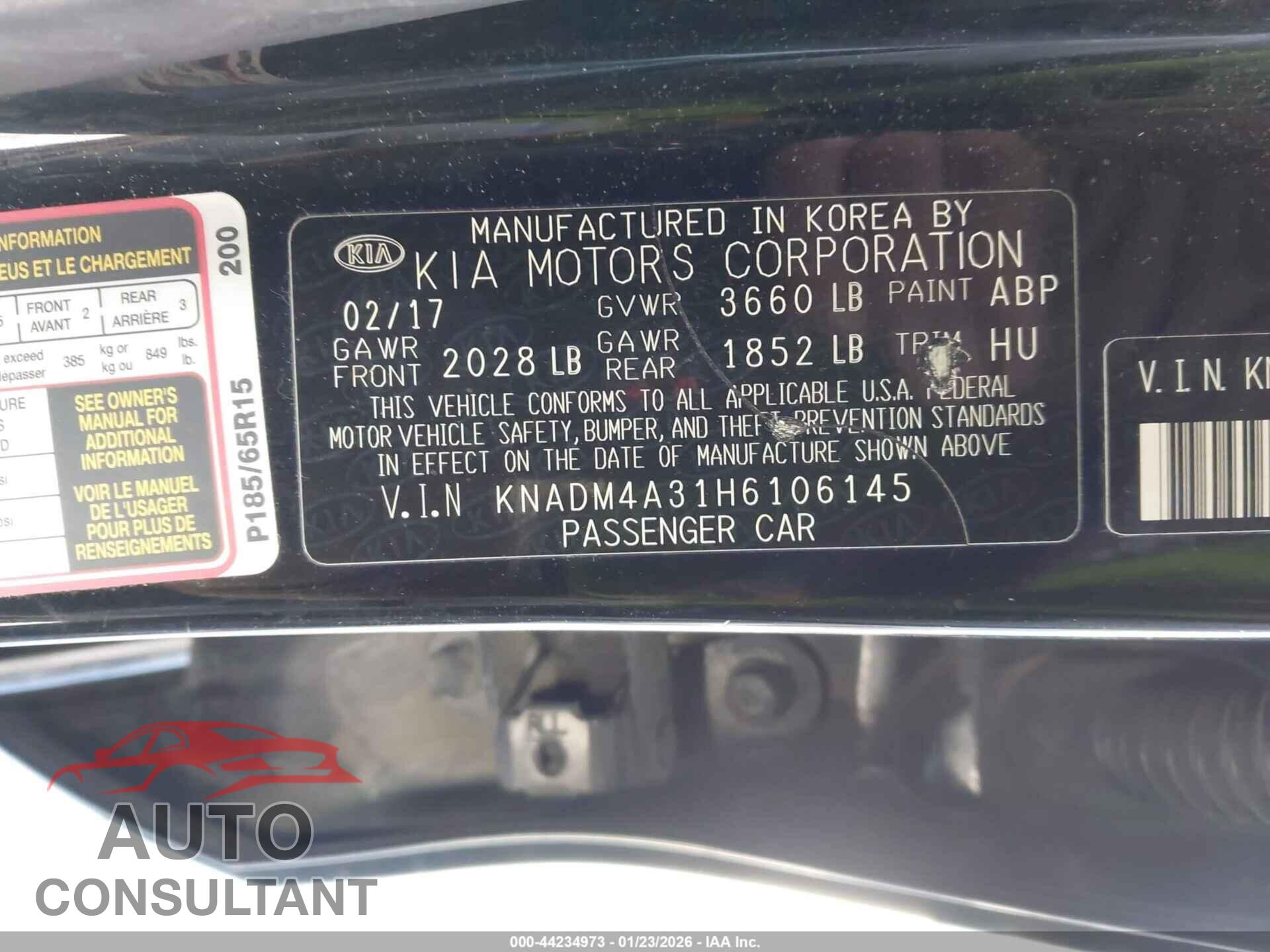 KIA RIO 2017 - KNADM4A31H6106145