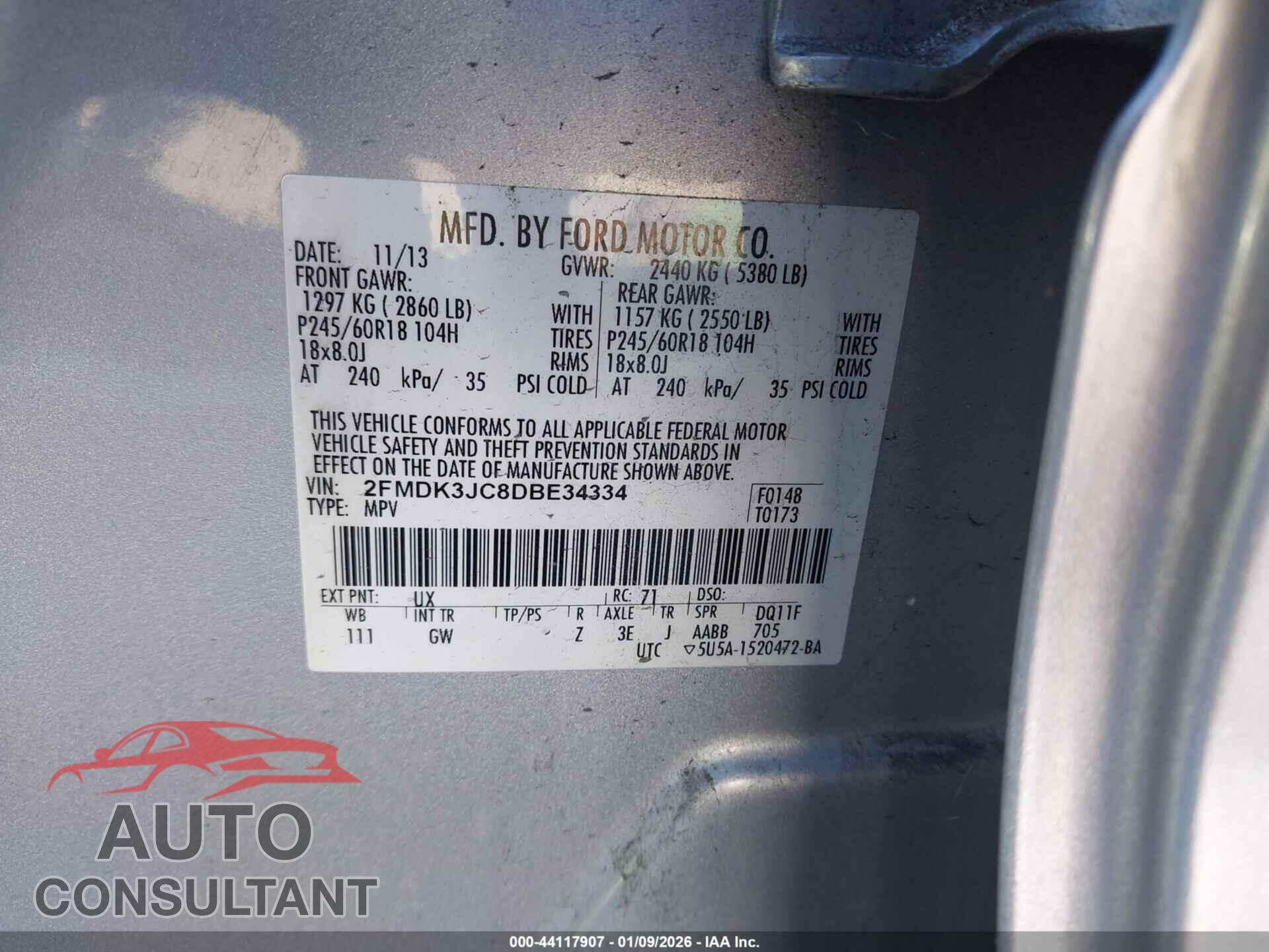 FORD EDGE 2013 - 2FMDK3JC8DBE34334