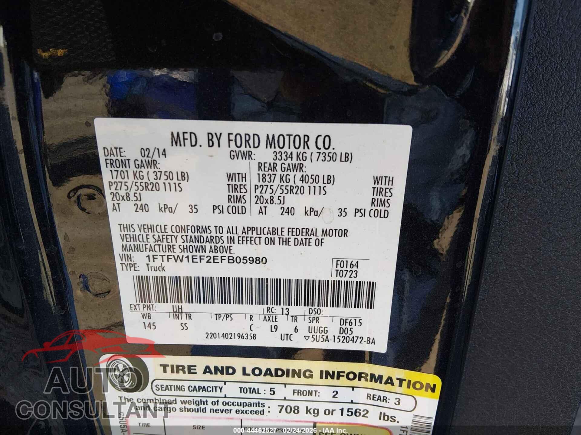 FORD F-150 2014 - 1FTFW1EF2EFB05980