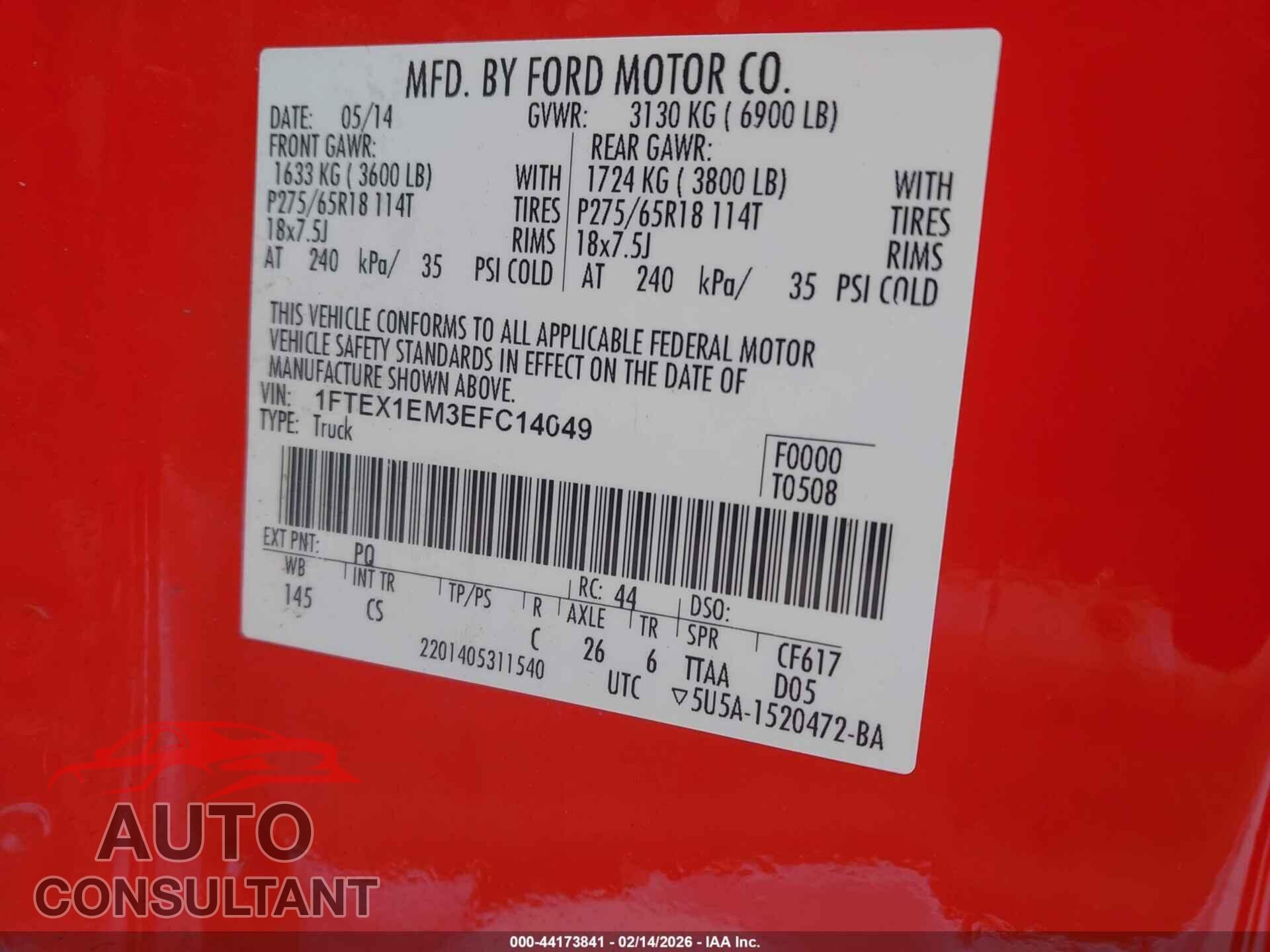 FORD F-150 2014 - 1FTEX1EM3EFC14049
