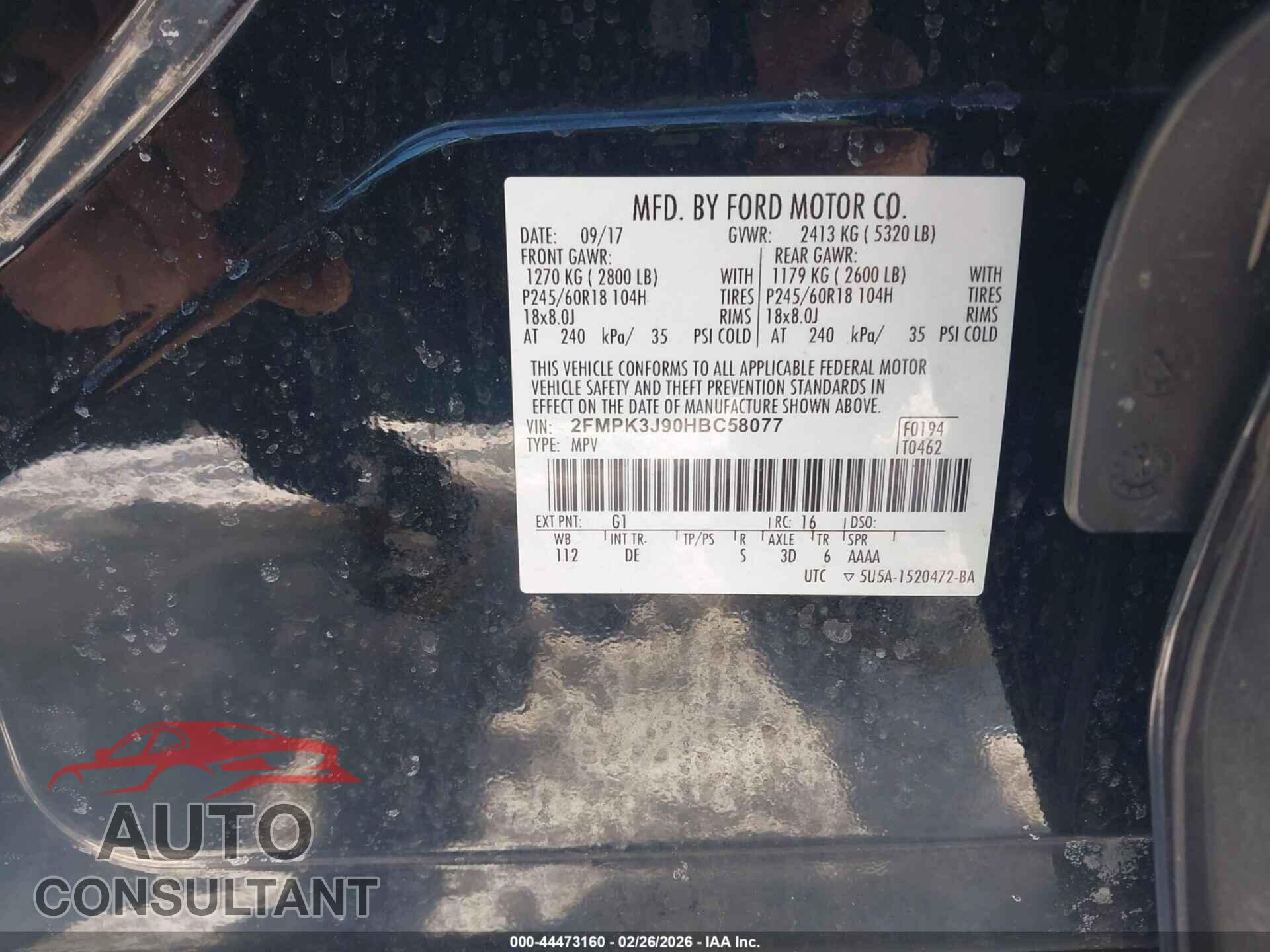 FORD EDGE 2017 - 2FMPK3J90HBC58077
