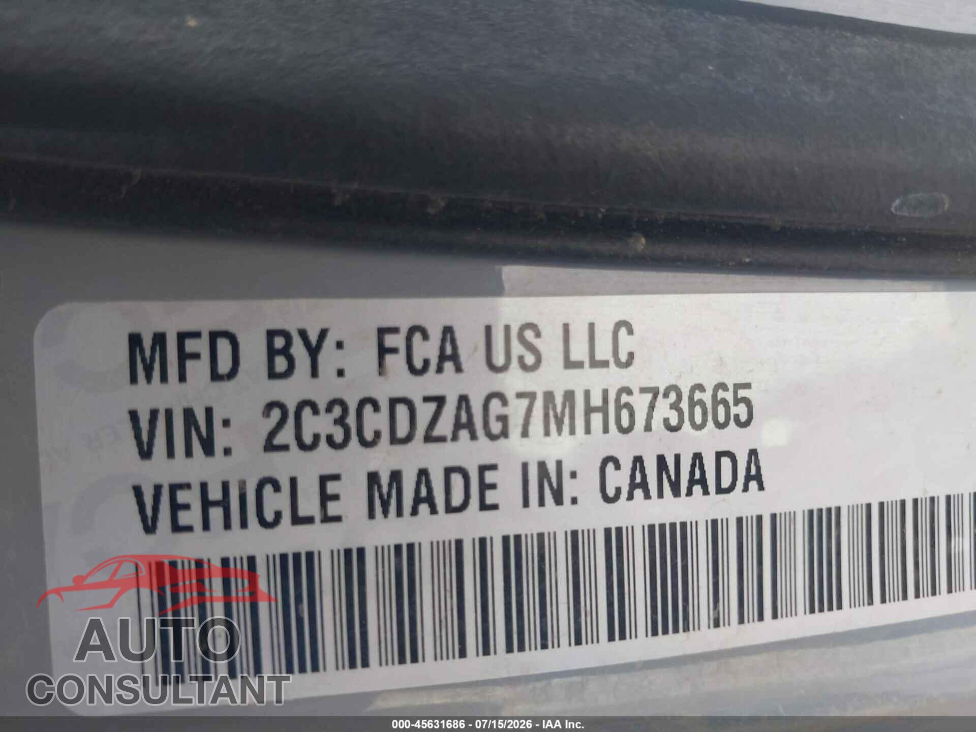 DODGE CHALLENGER 2021 - 2C3CDZAG7MH673665