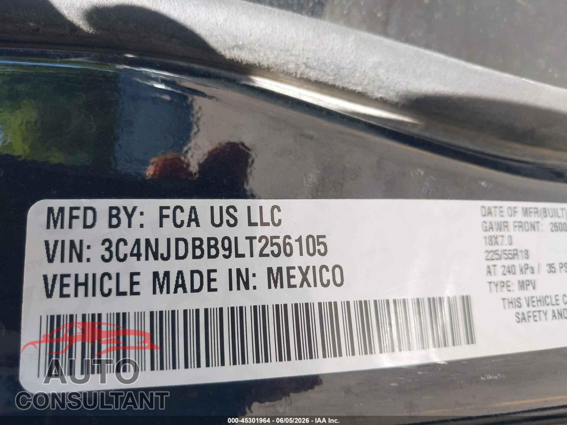 JEEP COMPASS 2020 - 3C4NJDBB9LT256105