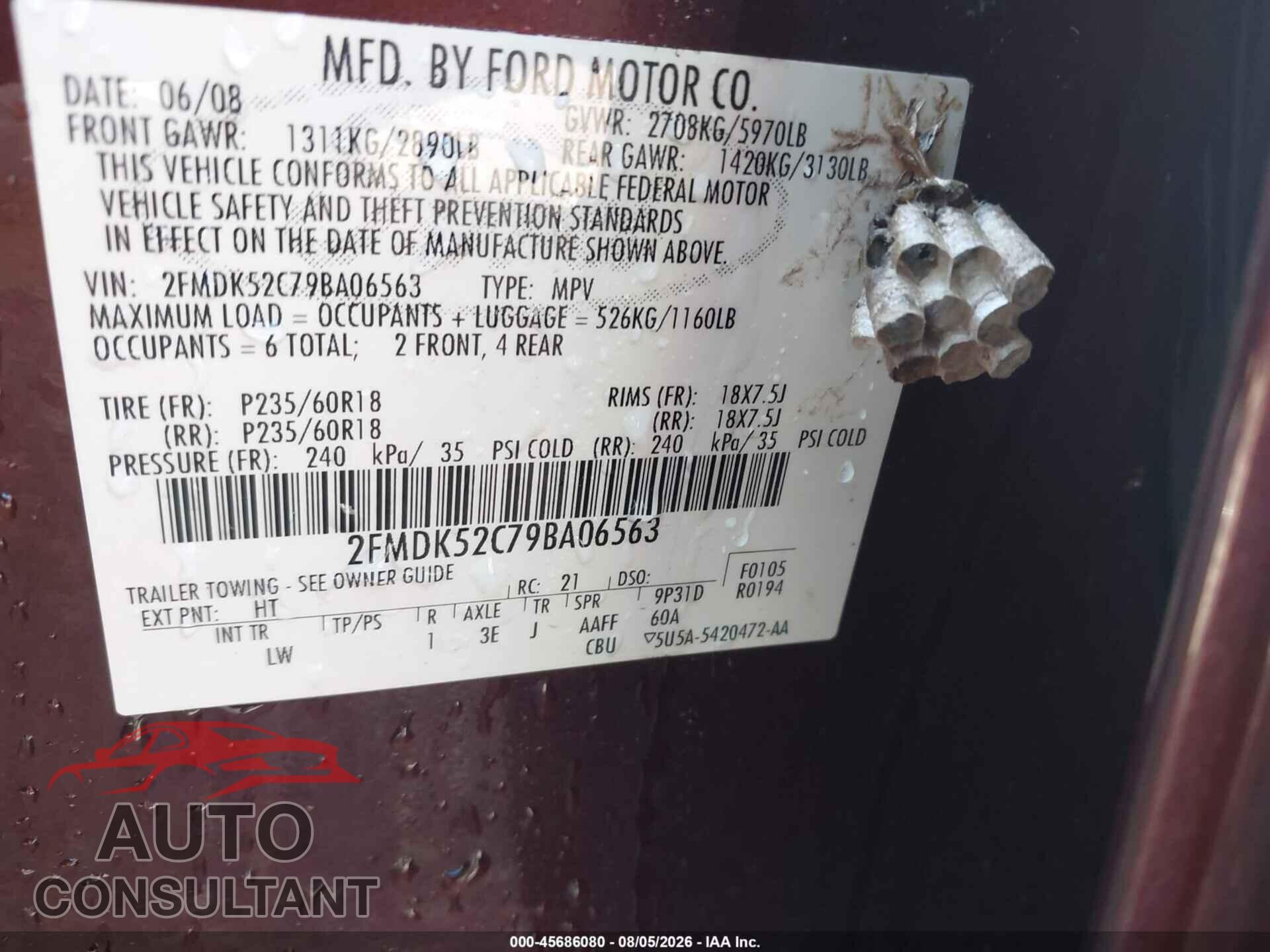 FORD FLEX 2009 - 2FMDK52C79BA06563