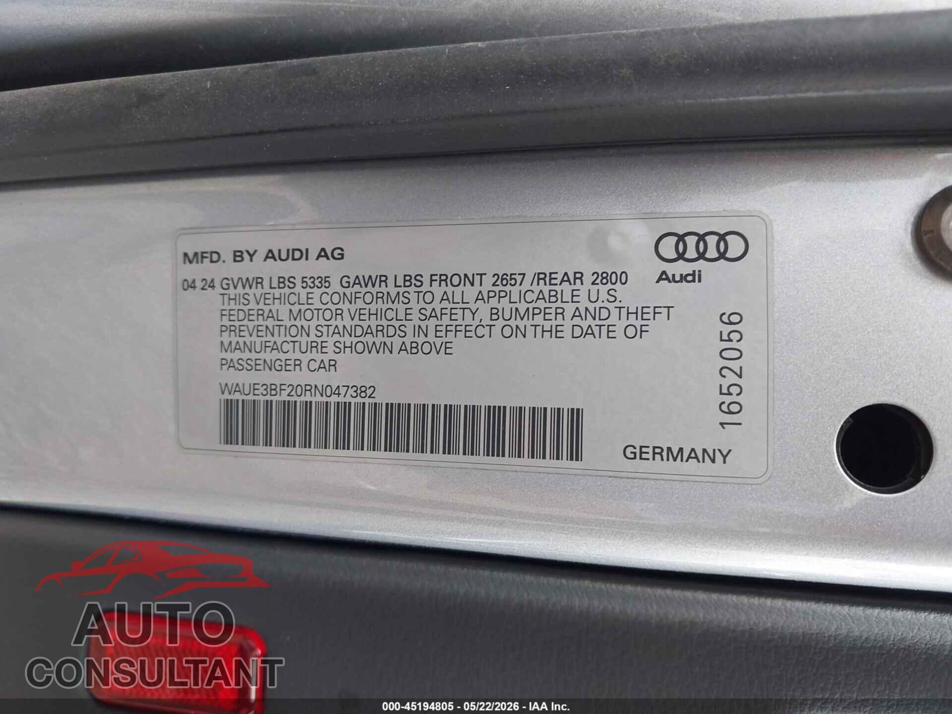 AUDI A6 2024 - WAUE3BF20RN047382