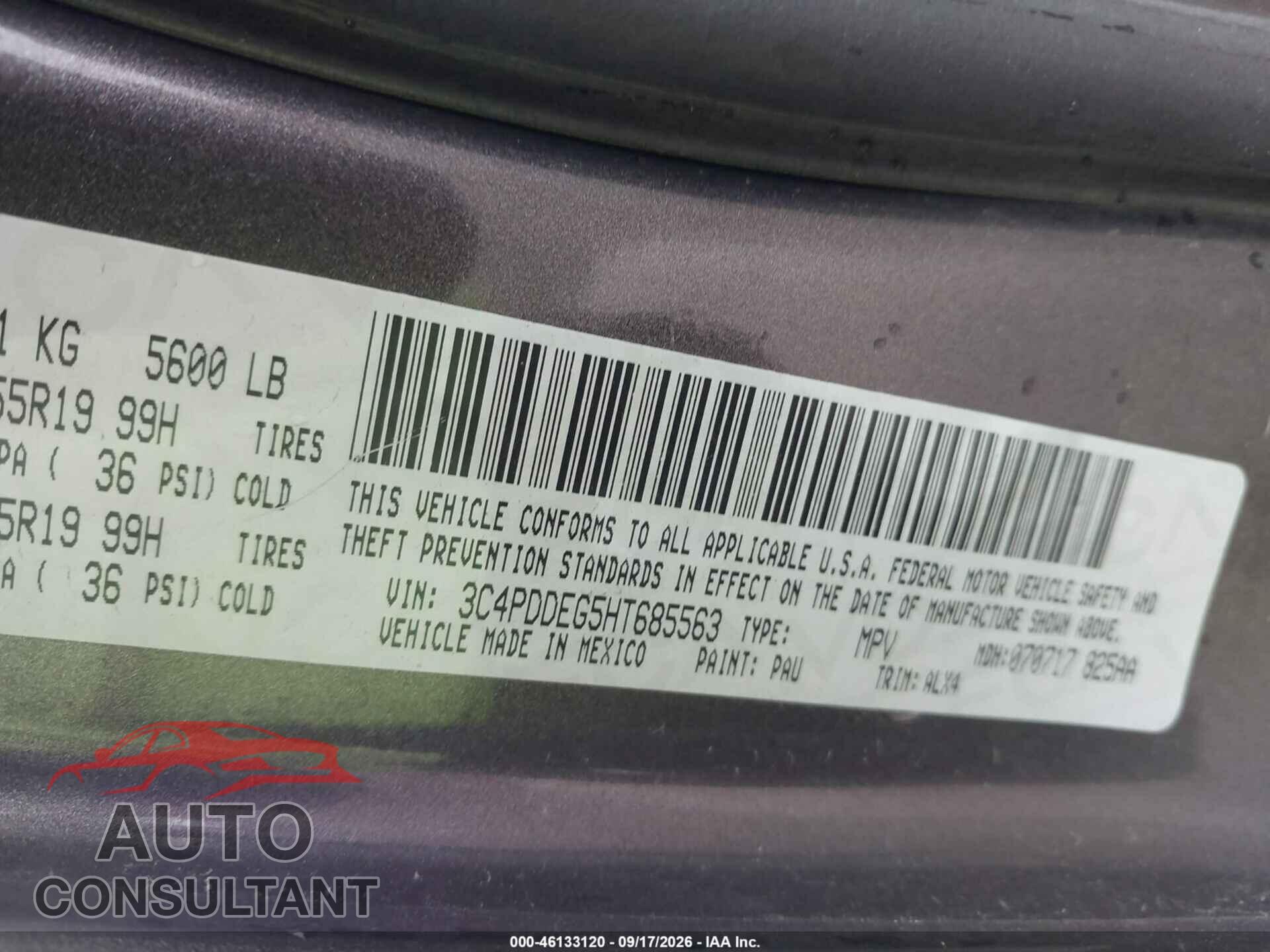 DODGE JOURNEY 2017 - 3C4PDDEG5HT685563
