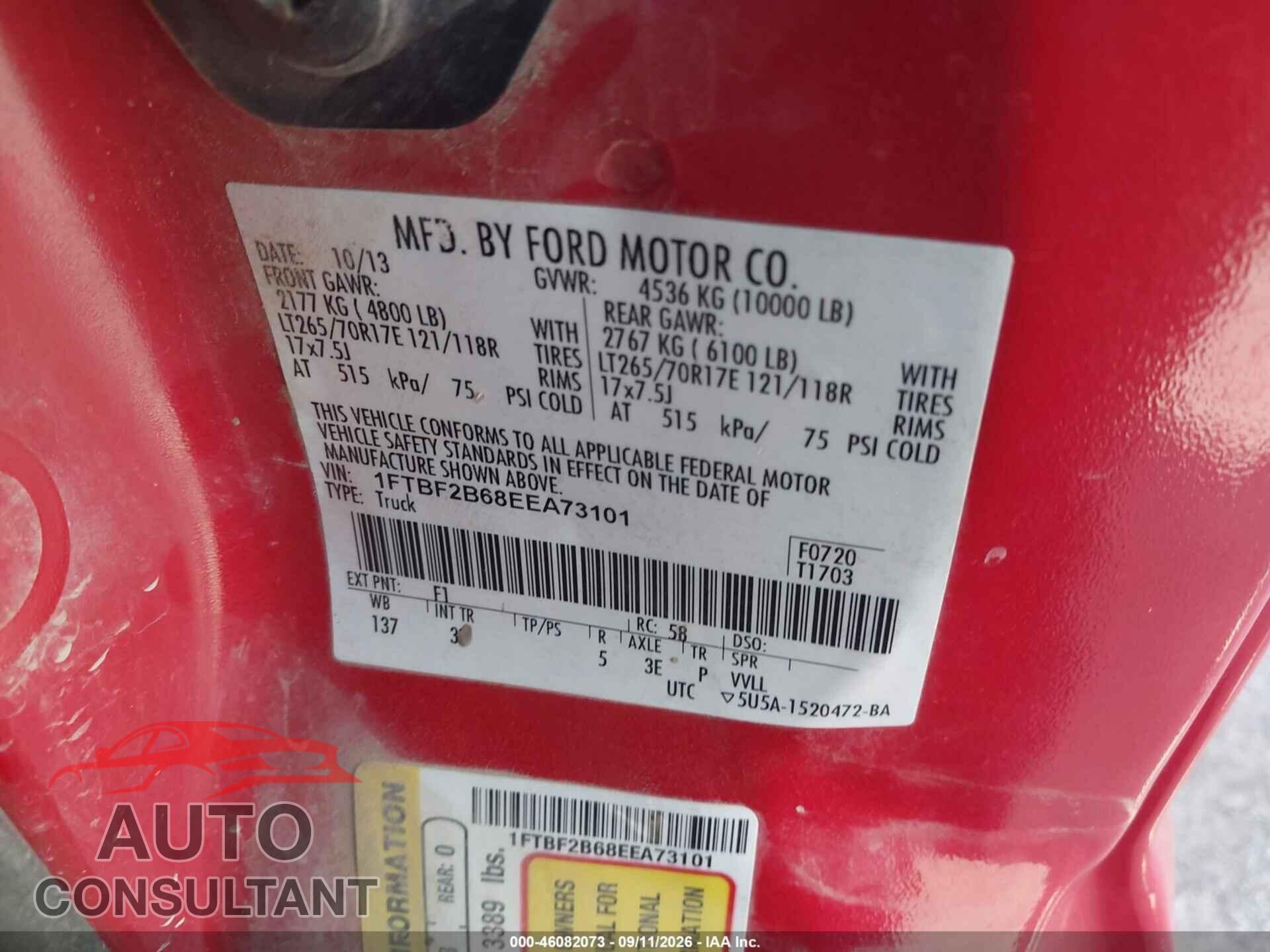 FORD F-250 2014 - 1FTBF2B68EEA73101