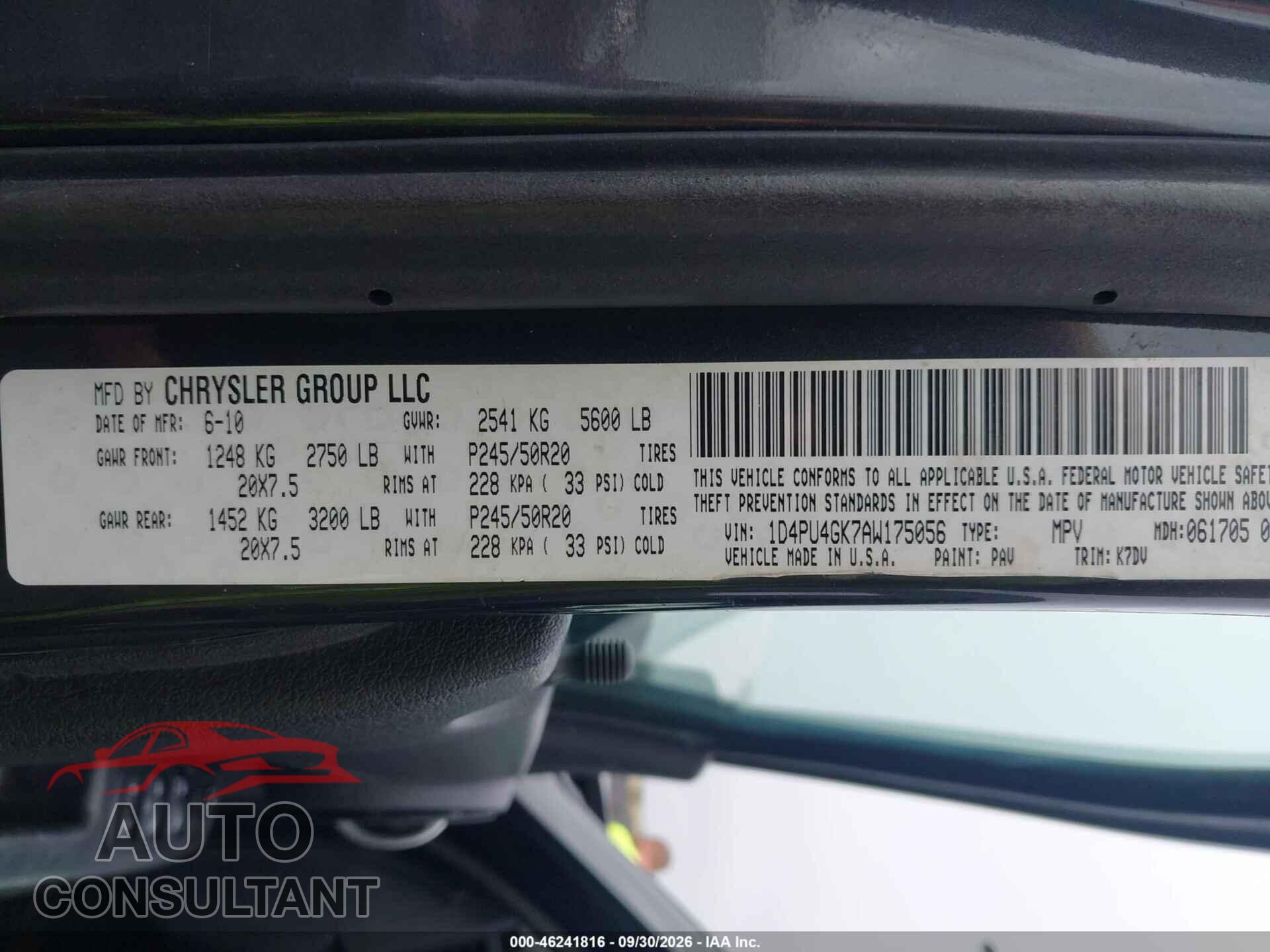 DODGE NITRO 2010 - 1D4PU4GK7AW175056