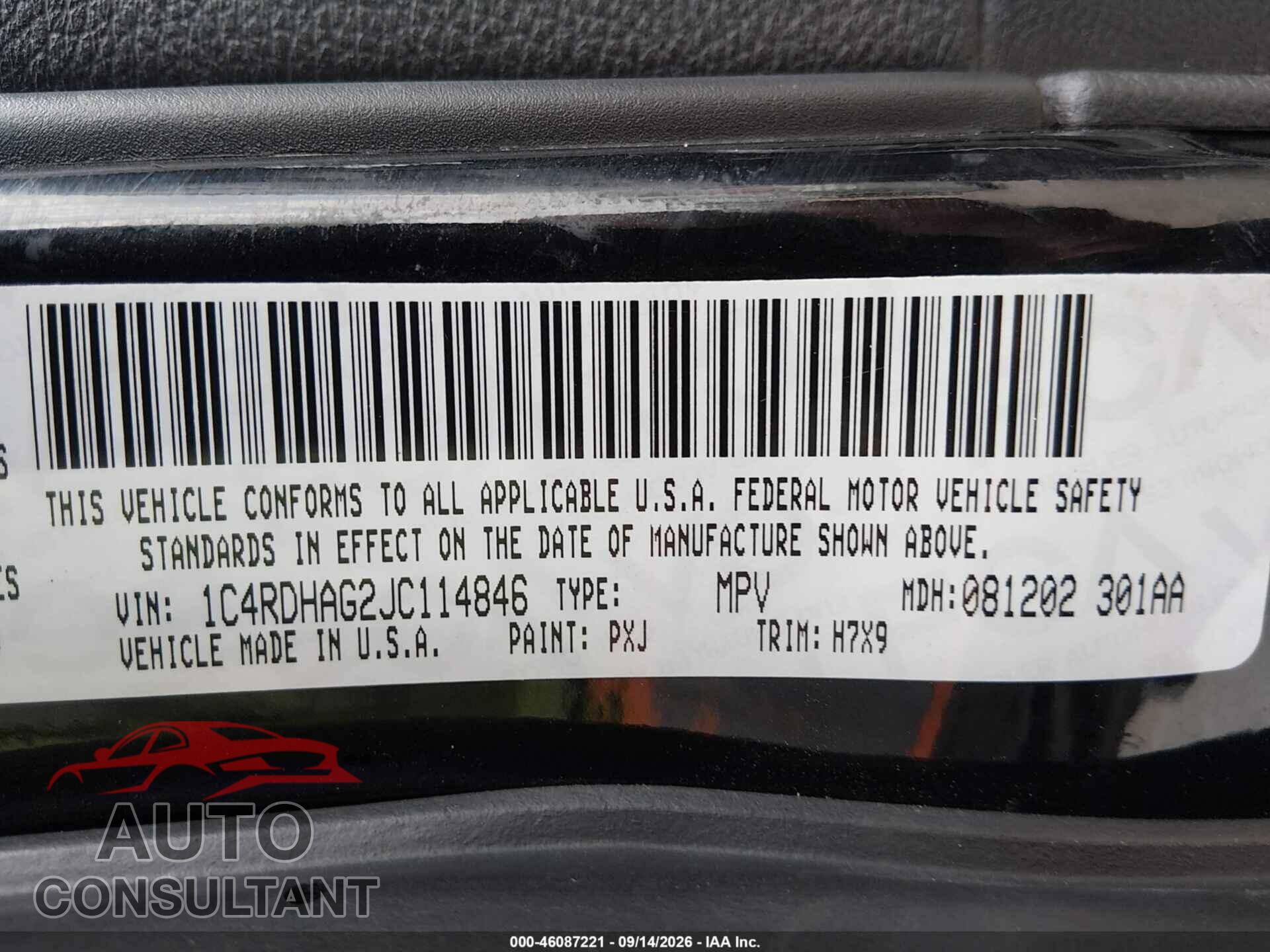 DODGE DURANGO 2018 - 1C4RDHAG2JC114846