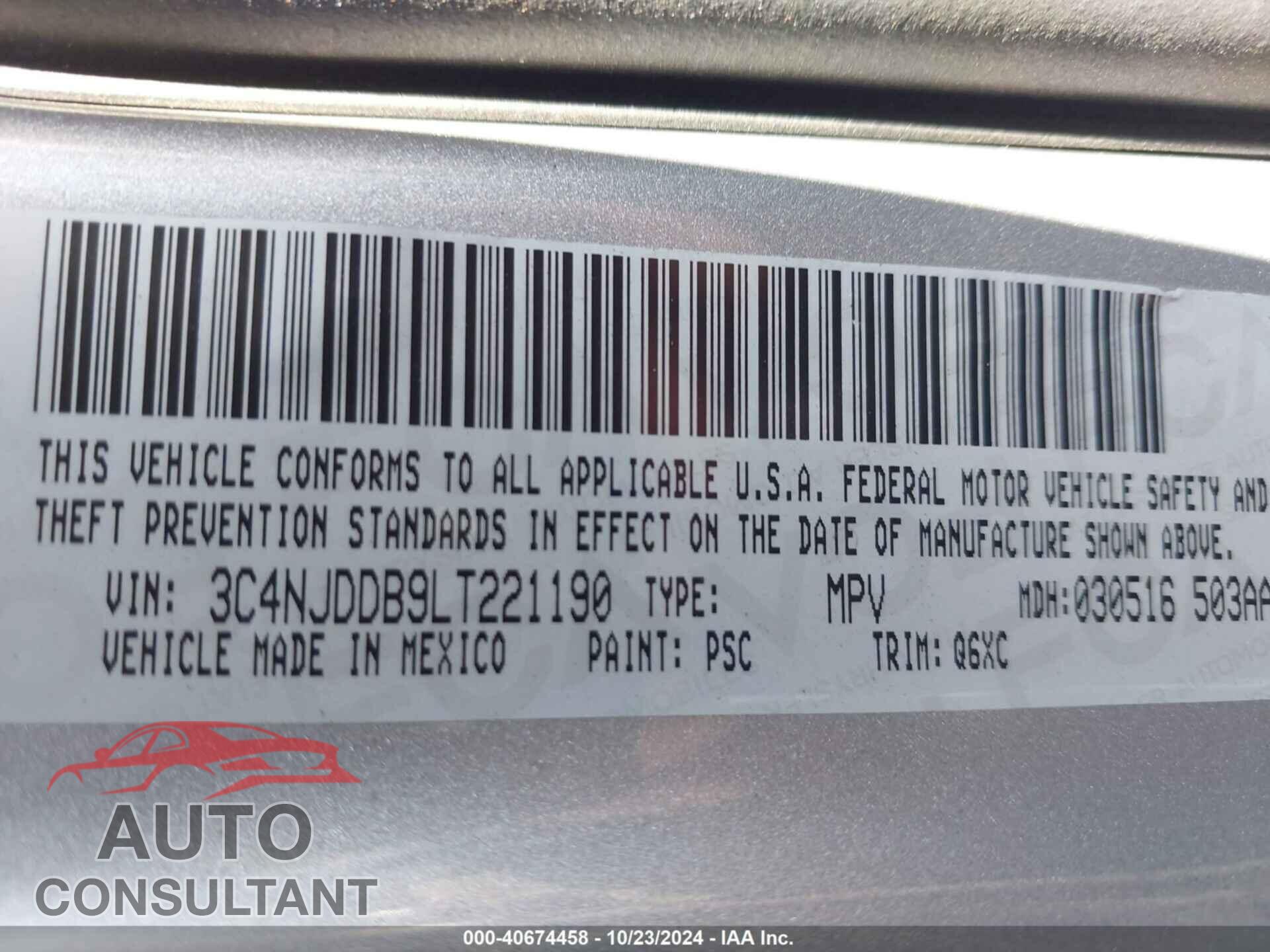JEEP COMPASS 2020 - 3C4NJDDB9LT221190