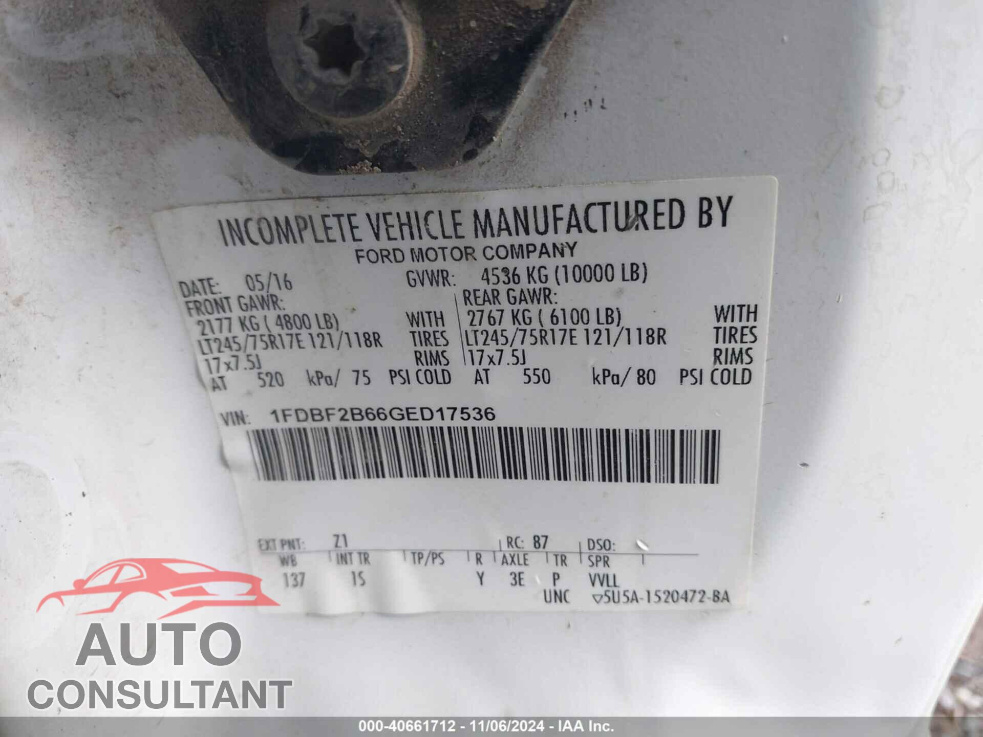FORD F-250 2016 - 1FDBF2B66GED17536