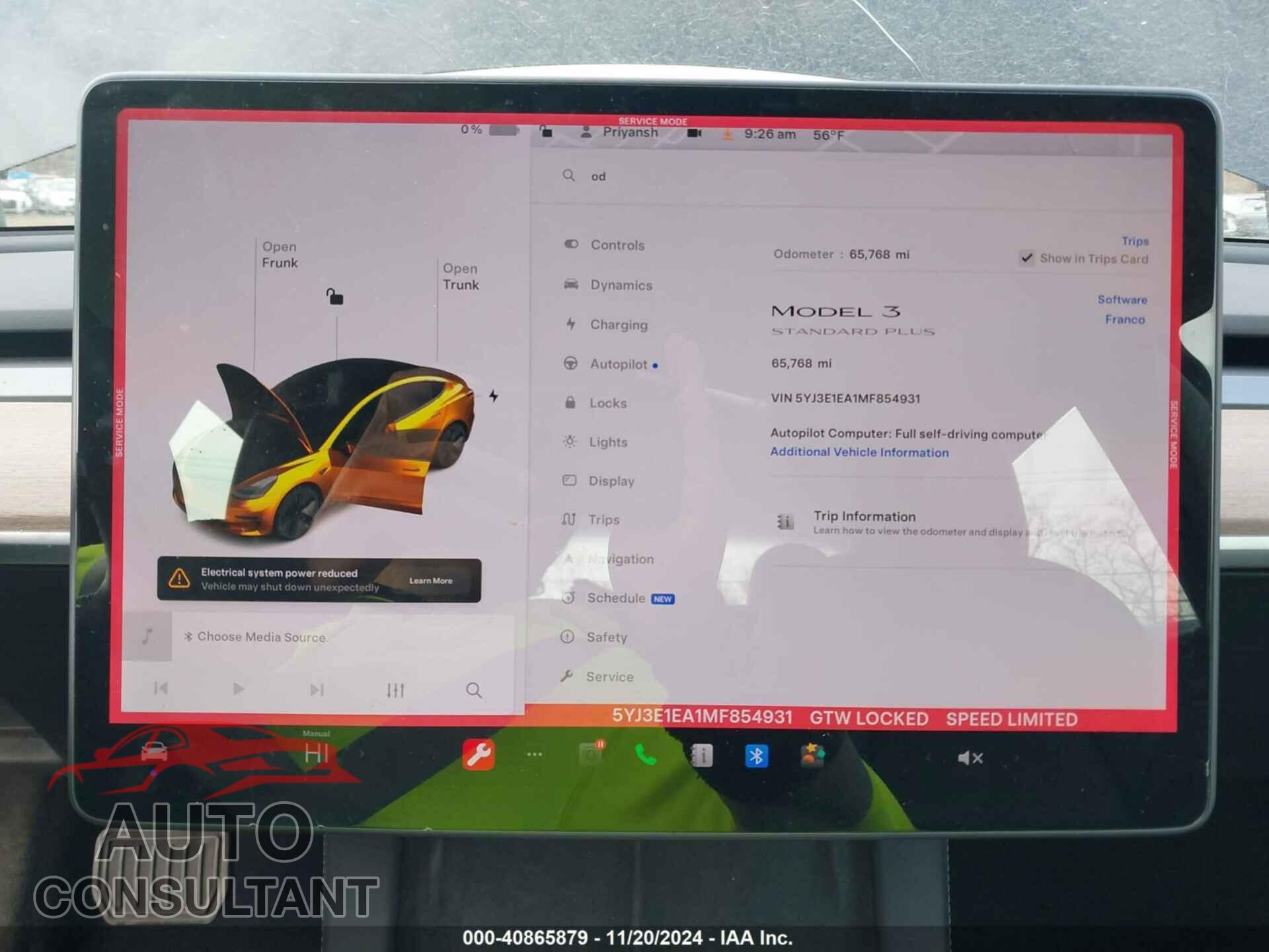TESLA MODEL 3 2021 - 5YJ3E1EA1MF854931