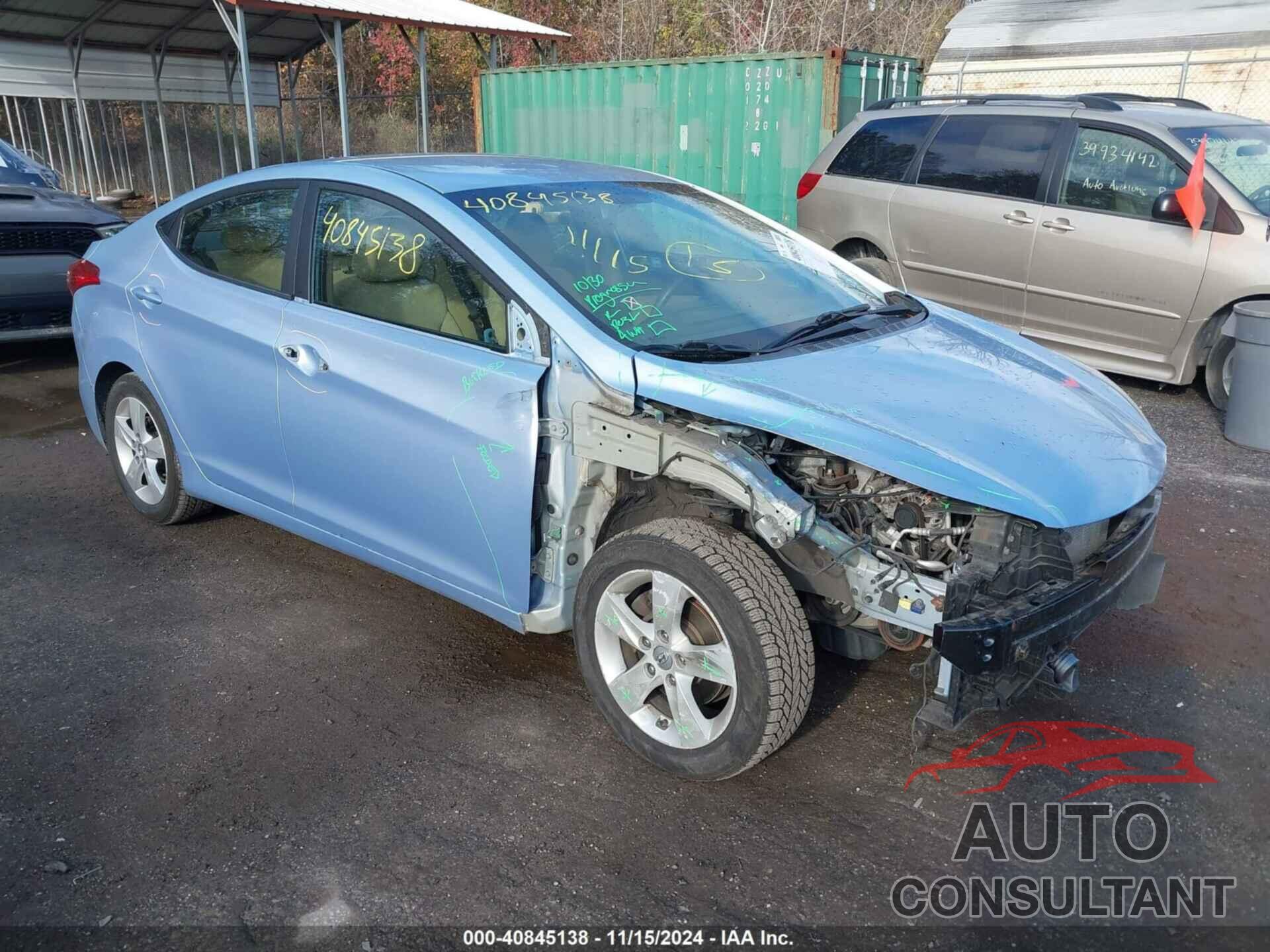 HYUNDAI ELANTRA 2012 - KMHDH4AE9CU291361