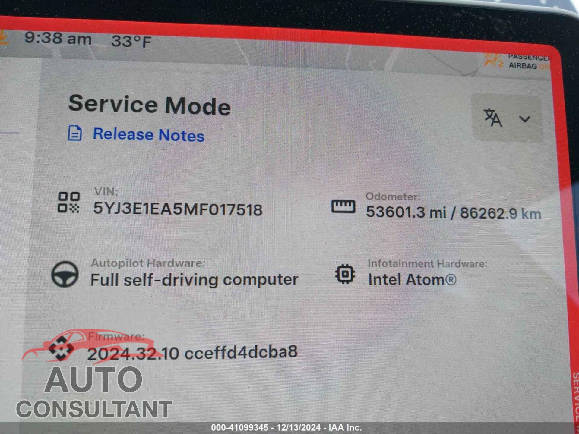 TESLA MODEL 3 2021 - 5YJ3E1EA5MF017518