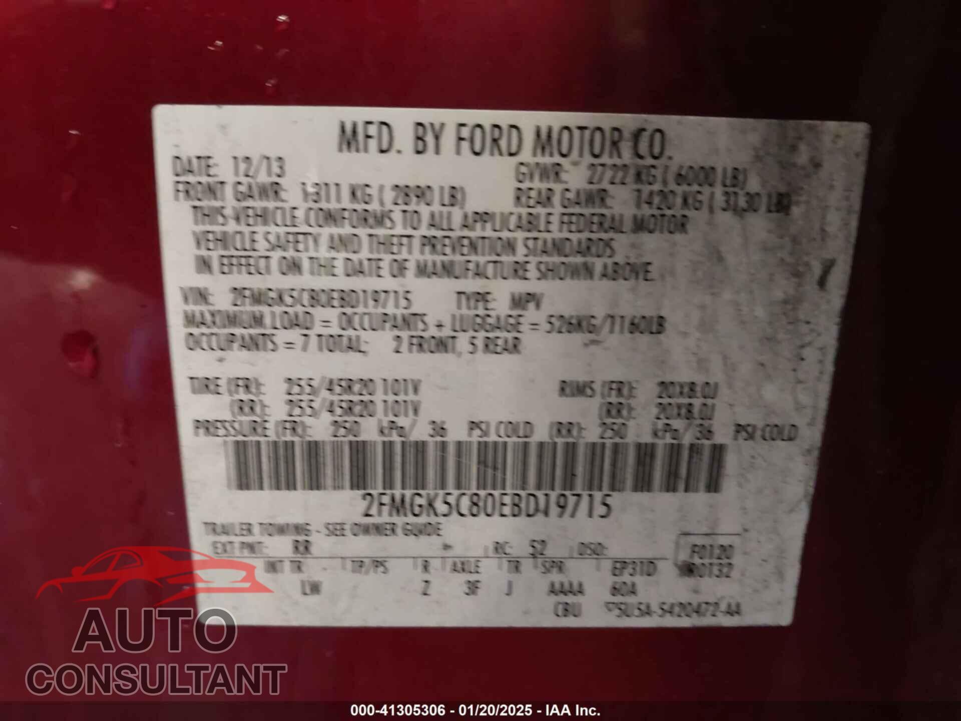 FORD FLEX 2014 - 2FMGK5C80EBD19715