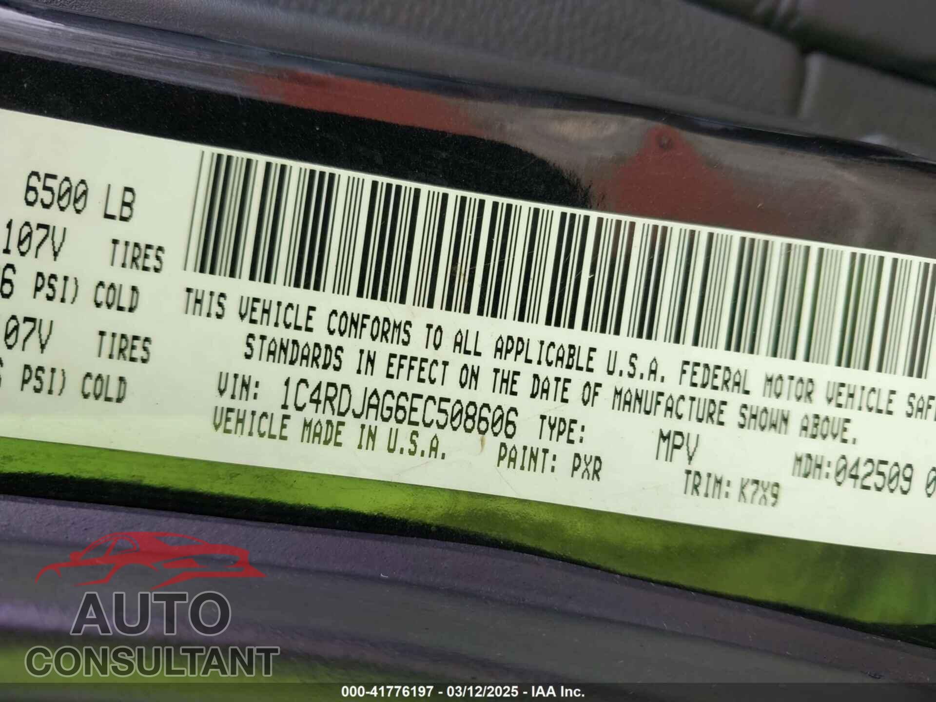 DODGE DURANGO 2014 - 1C4RDJAG6EC508606