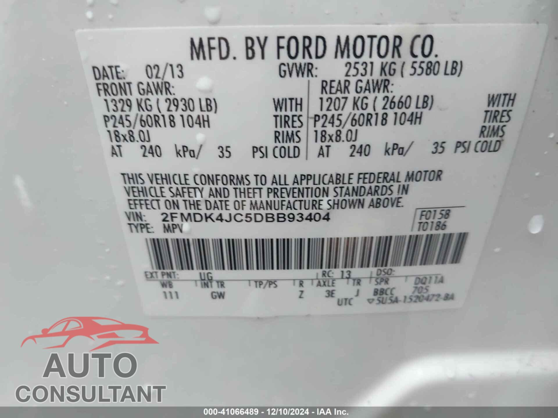 FORD EDGE 2013 - 2FMDK4JC5DBB93404