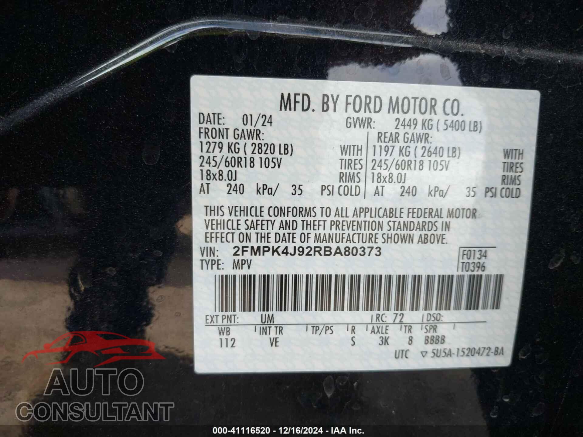 FORD EDGE 2024 - 2FMPK4J92RBA80373