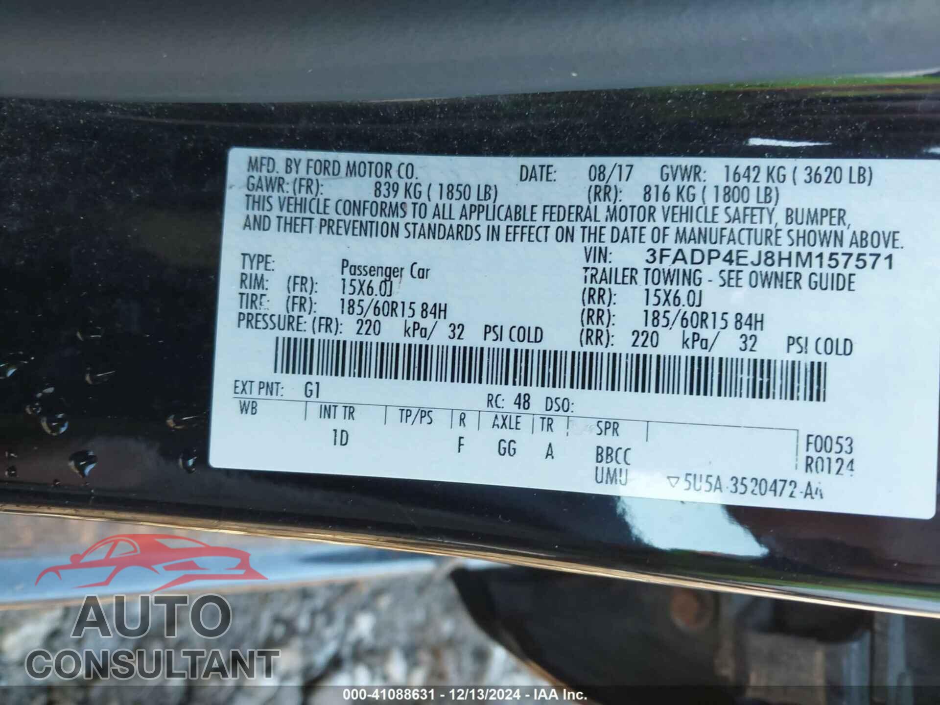 FORD FIESTA 2017 - 3FADP4EJ8HM157571