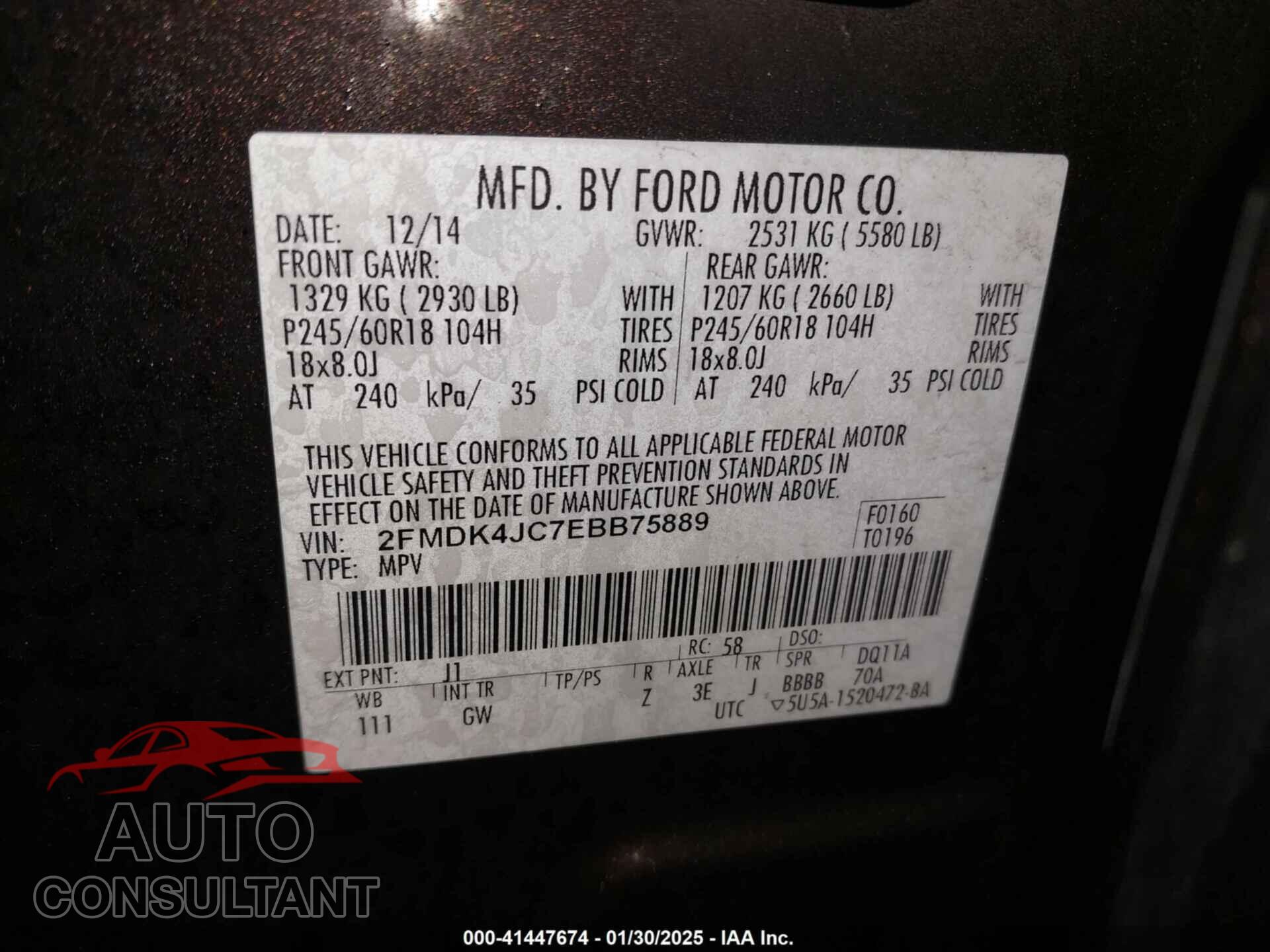 FORD EDGE 2014 - 2FMDK4JC7EBB75889