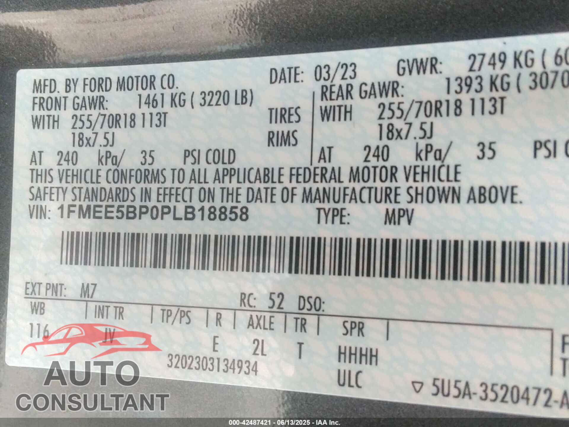 FORD BRONCO 2023 - 1FMEE5BP0PLB18858