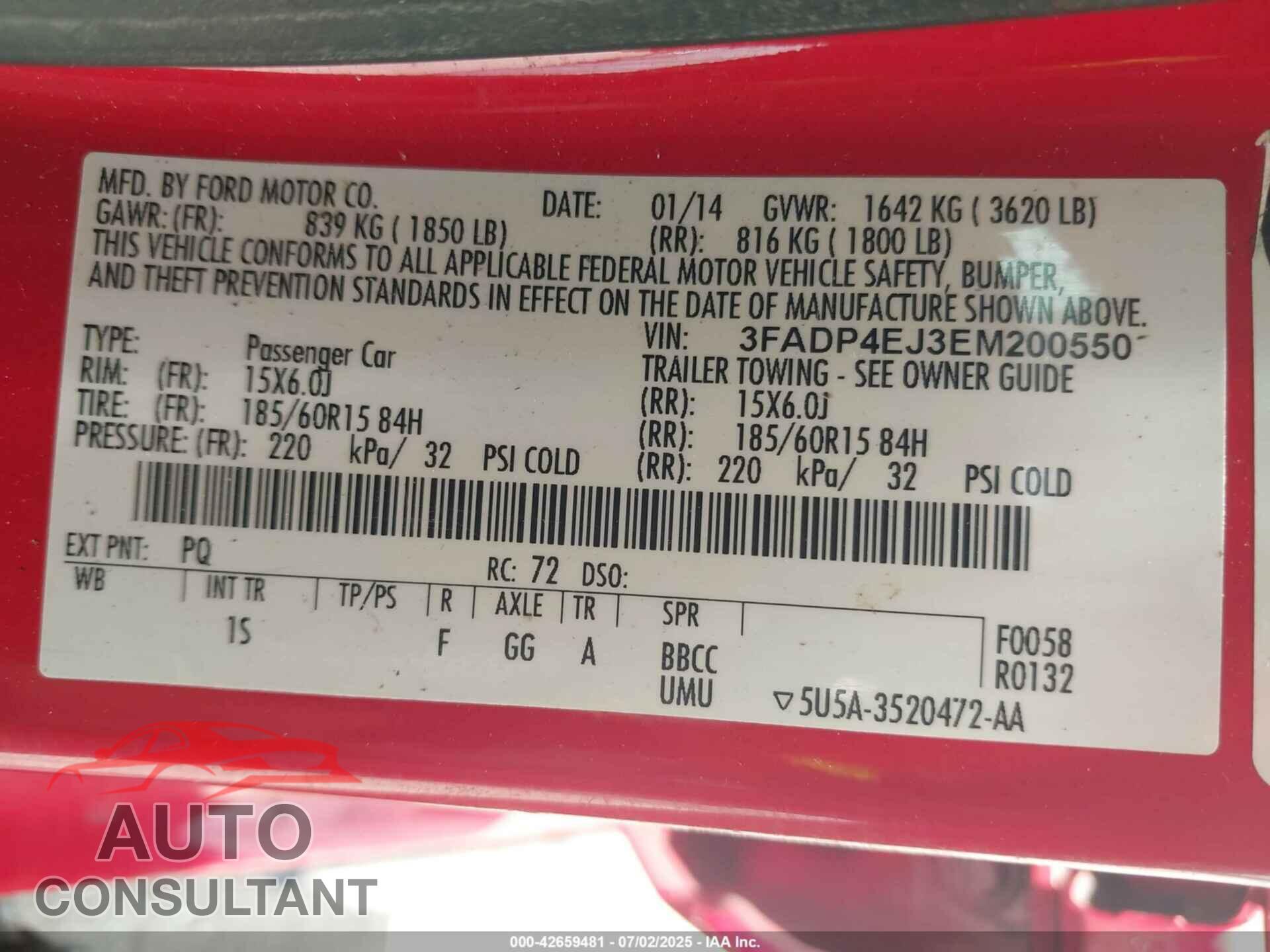 FORD FIESTA 2014 - 3FADP4EJ3EM200550