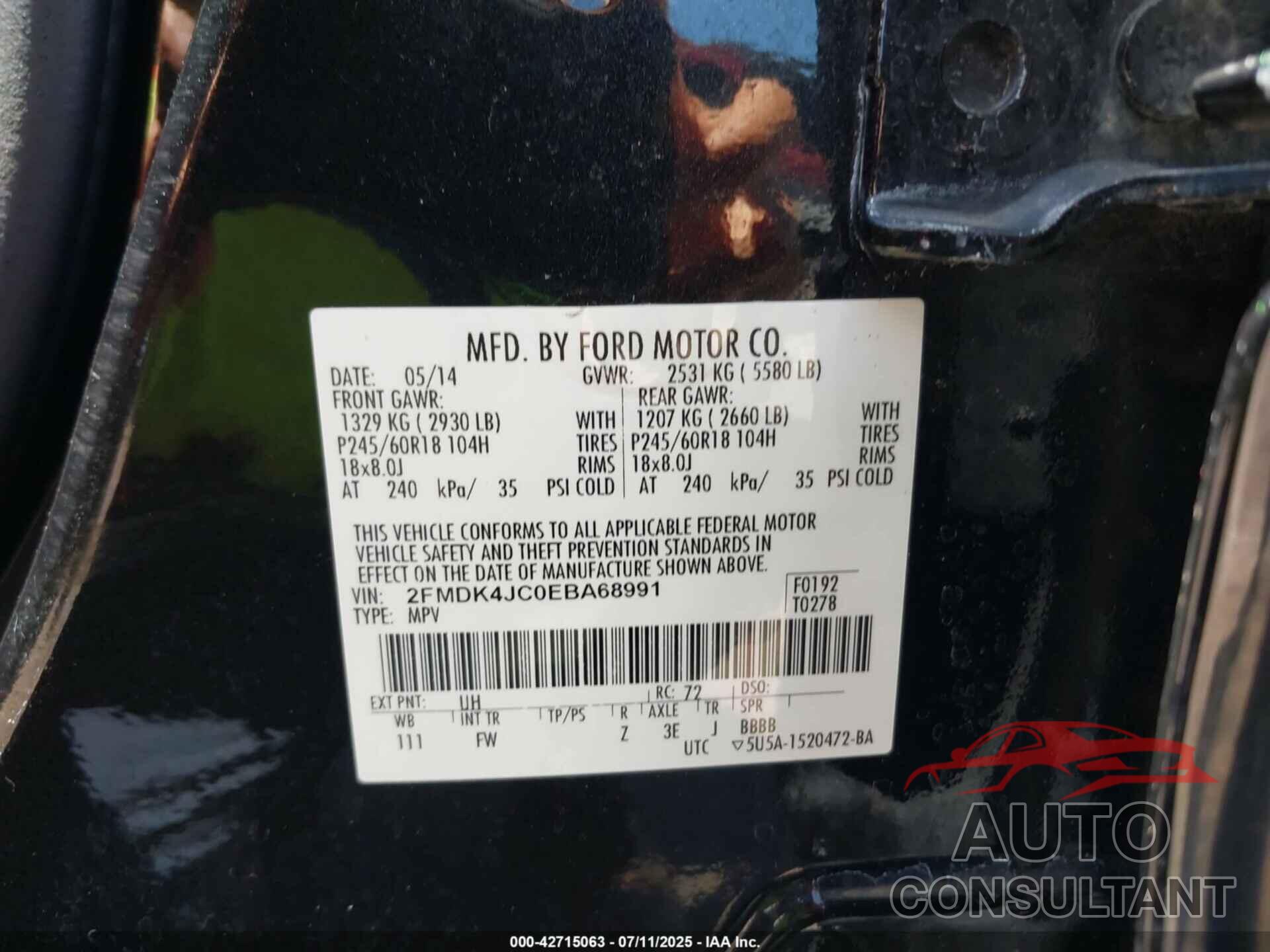 FORD EDGE 2014 - 2FMDK4JC0EBA68991