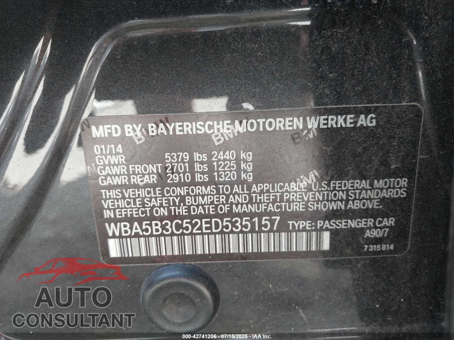 BMW 535I 2014 - WBA5B3C52ED535157