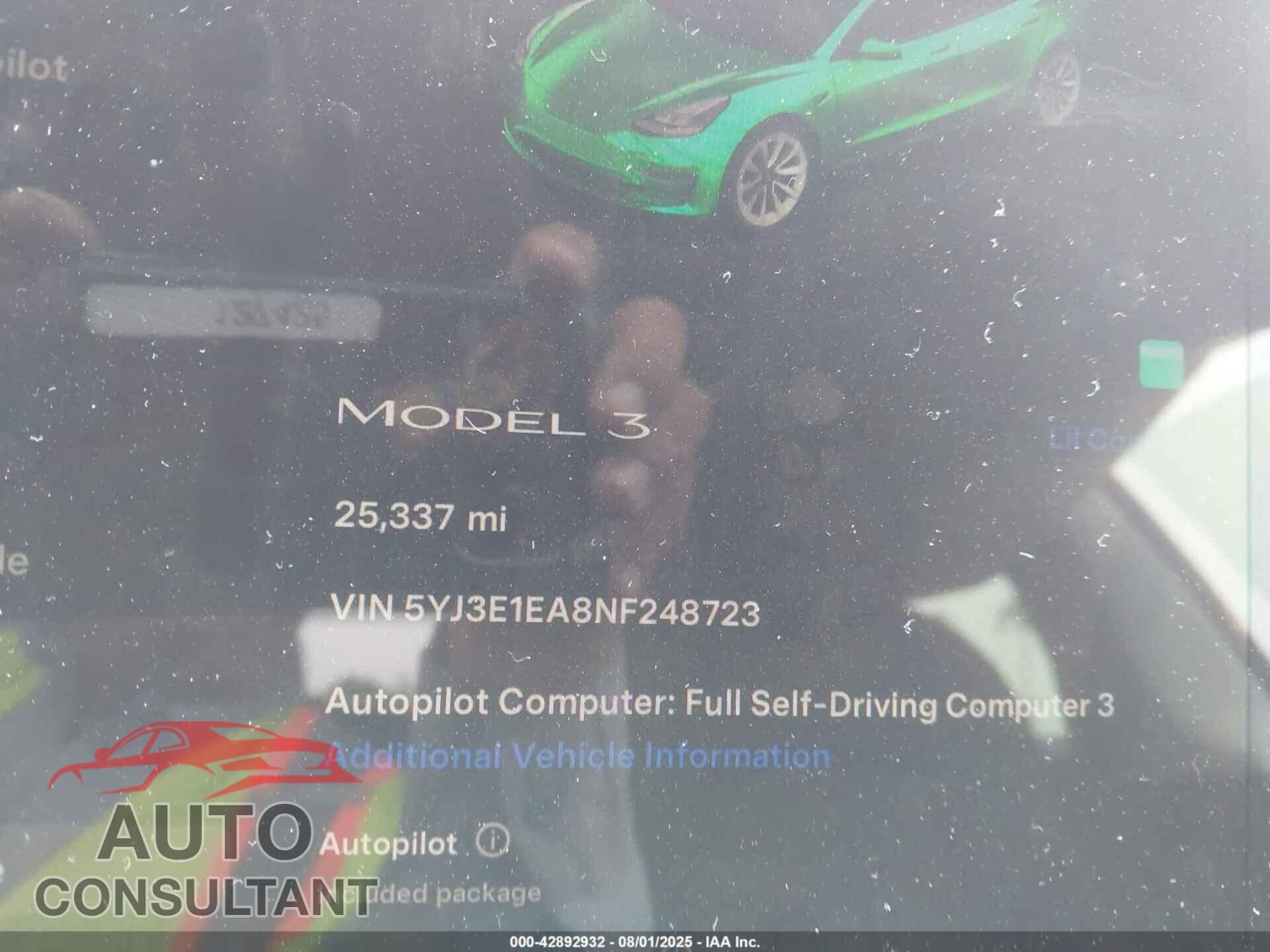 TESLA MODEL 3 2022 - 5YJ3E1EA8NF248723