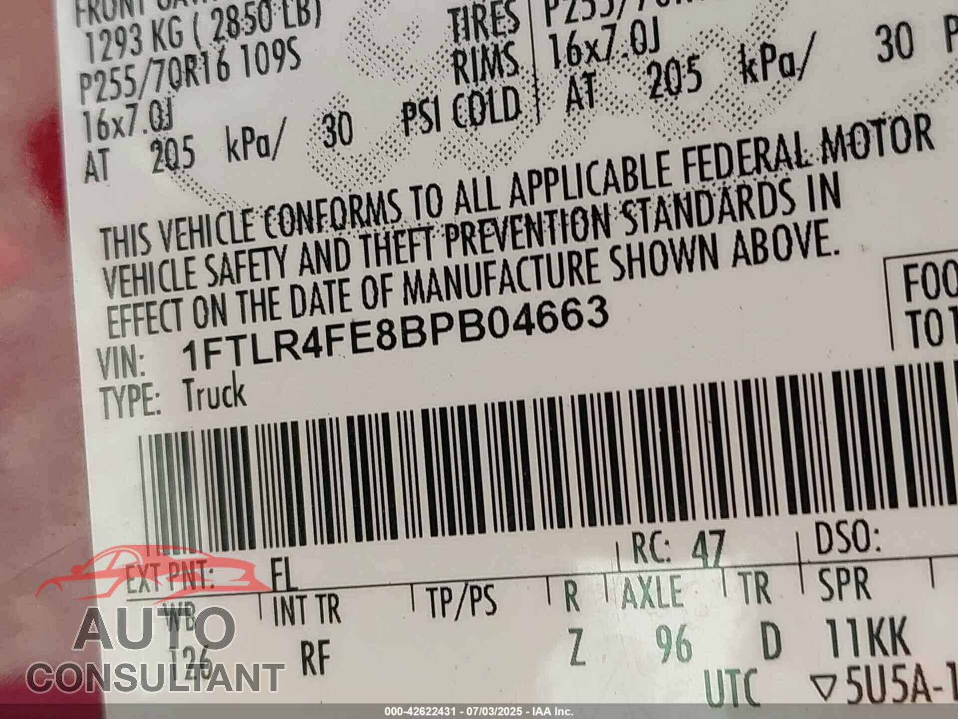FORD RANGER 2011 - 1FTLR4FE8BPB04663