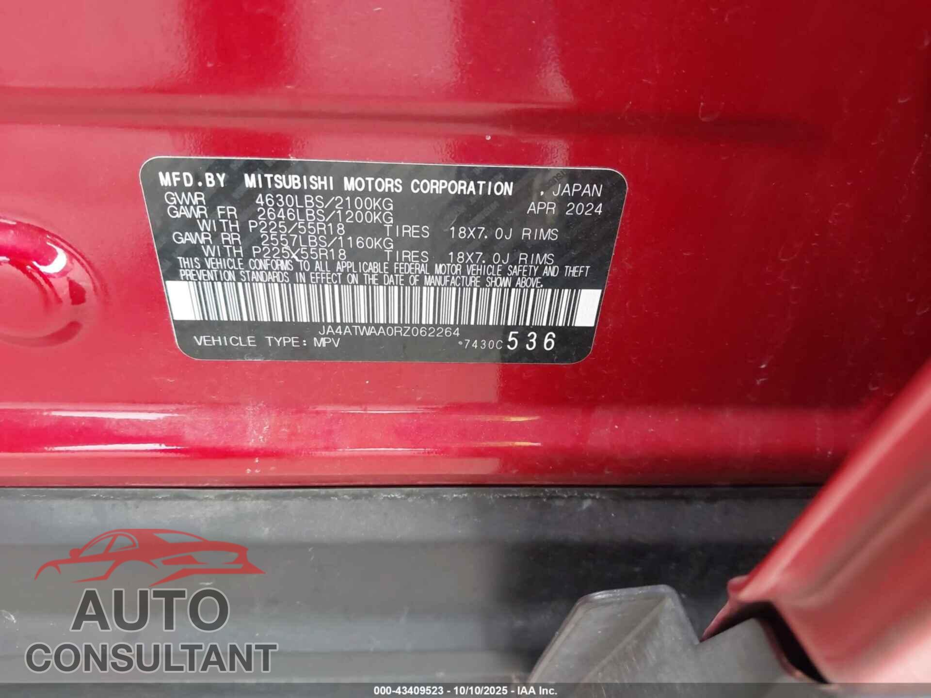 MITSUBISHI ECLIPSE CROSS 2024 - JA4ATWAA0RZ062264