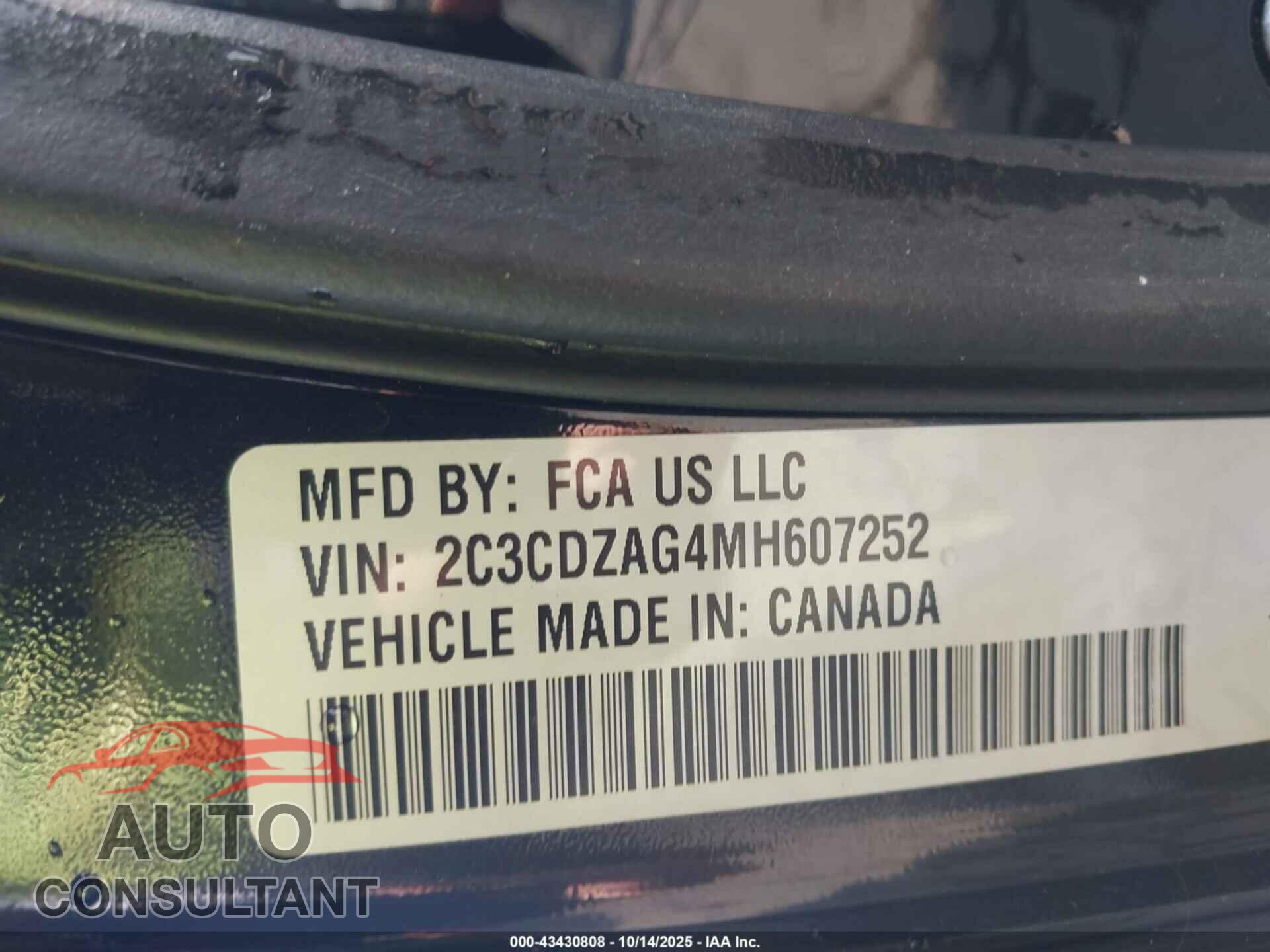 DODGE CHALLENGER 2021 - 2C3CDZAG4MH607252
