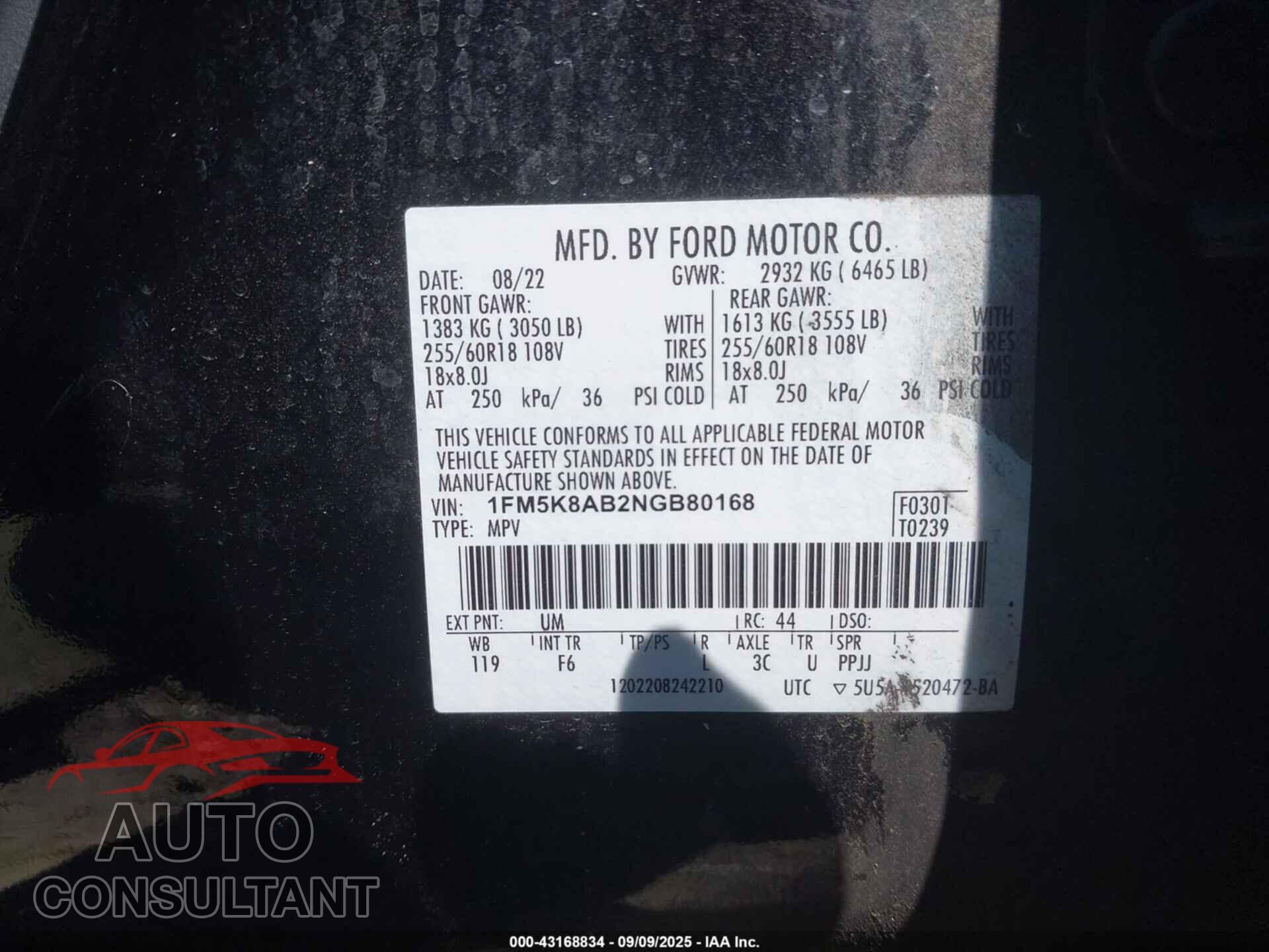 FORD POLICE INTERCEPTOR 2022 - 1FM5K8AB2NGB80168