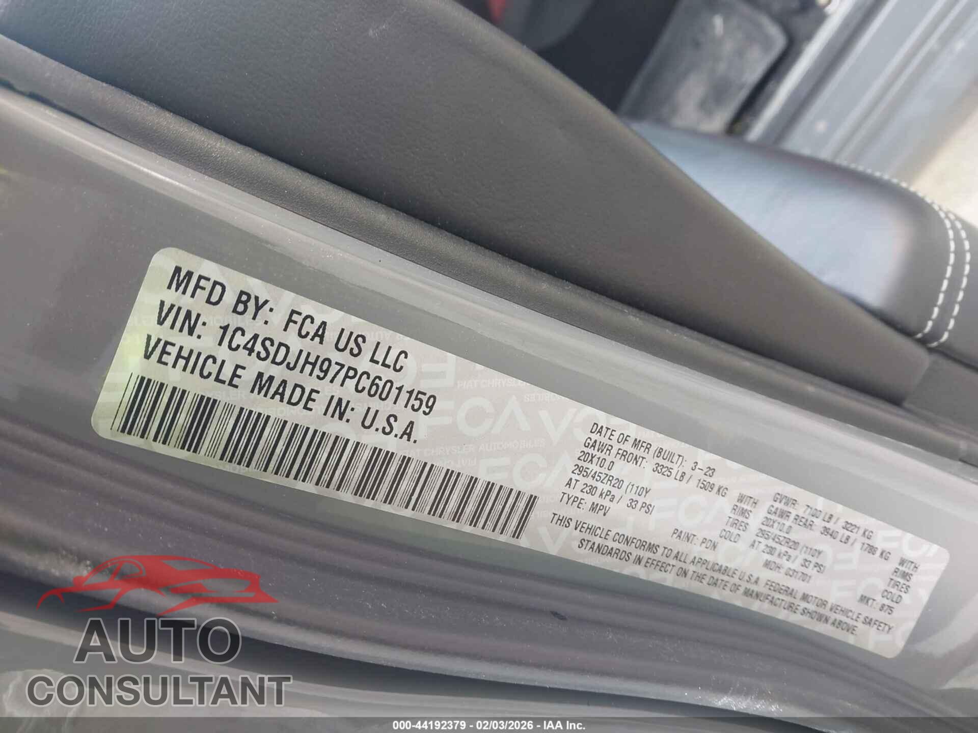 DODGE DURANGO 2023 - 1C4SDJH97PC601159