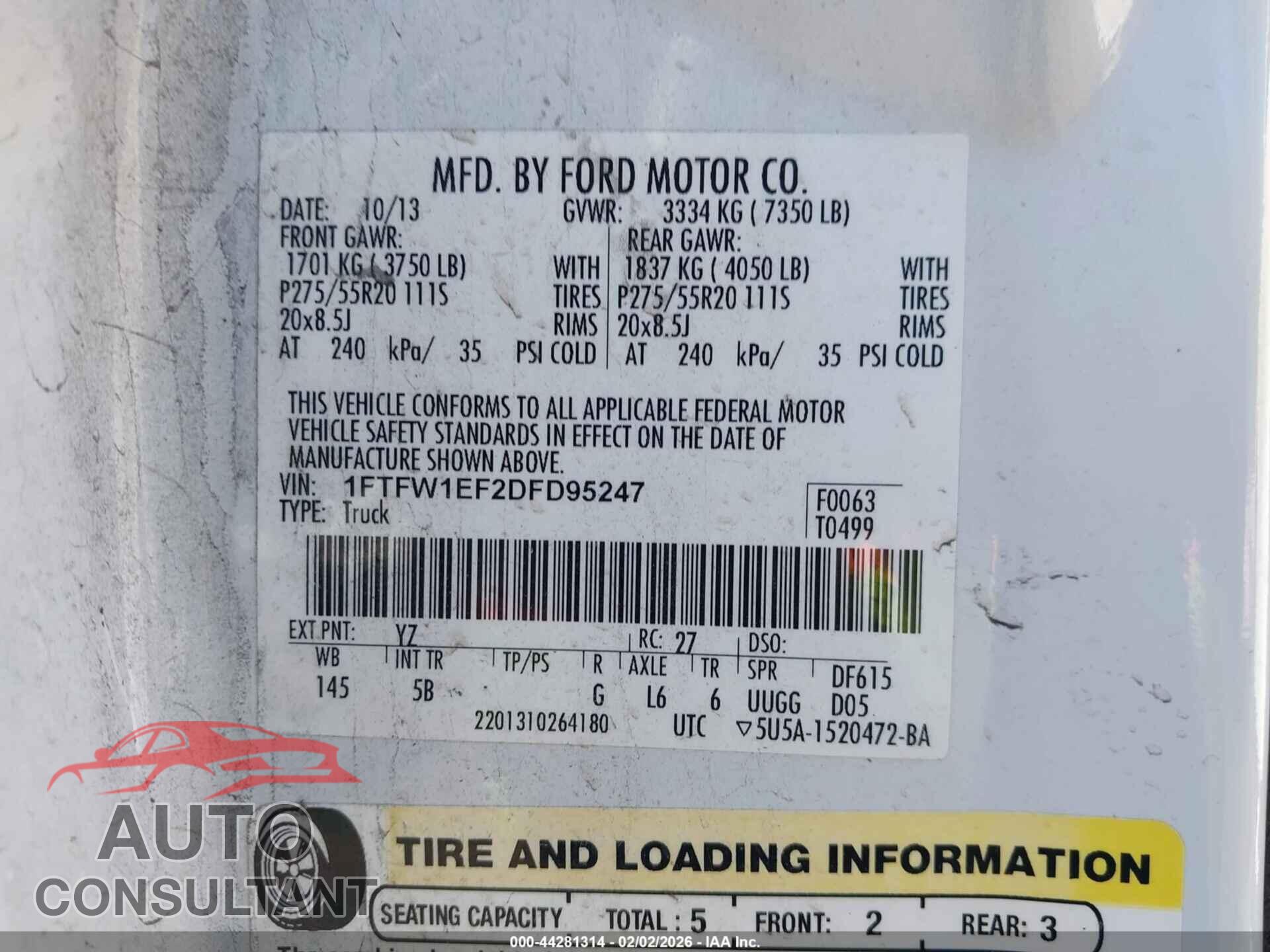 FORD F-150 2013 - 1FTFW1EF2DFD95247
