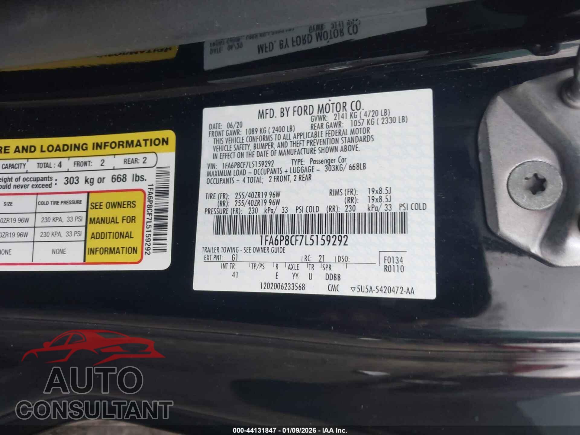 FORD MUSTANG 2020 - 1FA6P8CF7L5159292