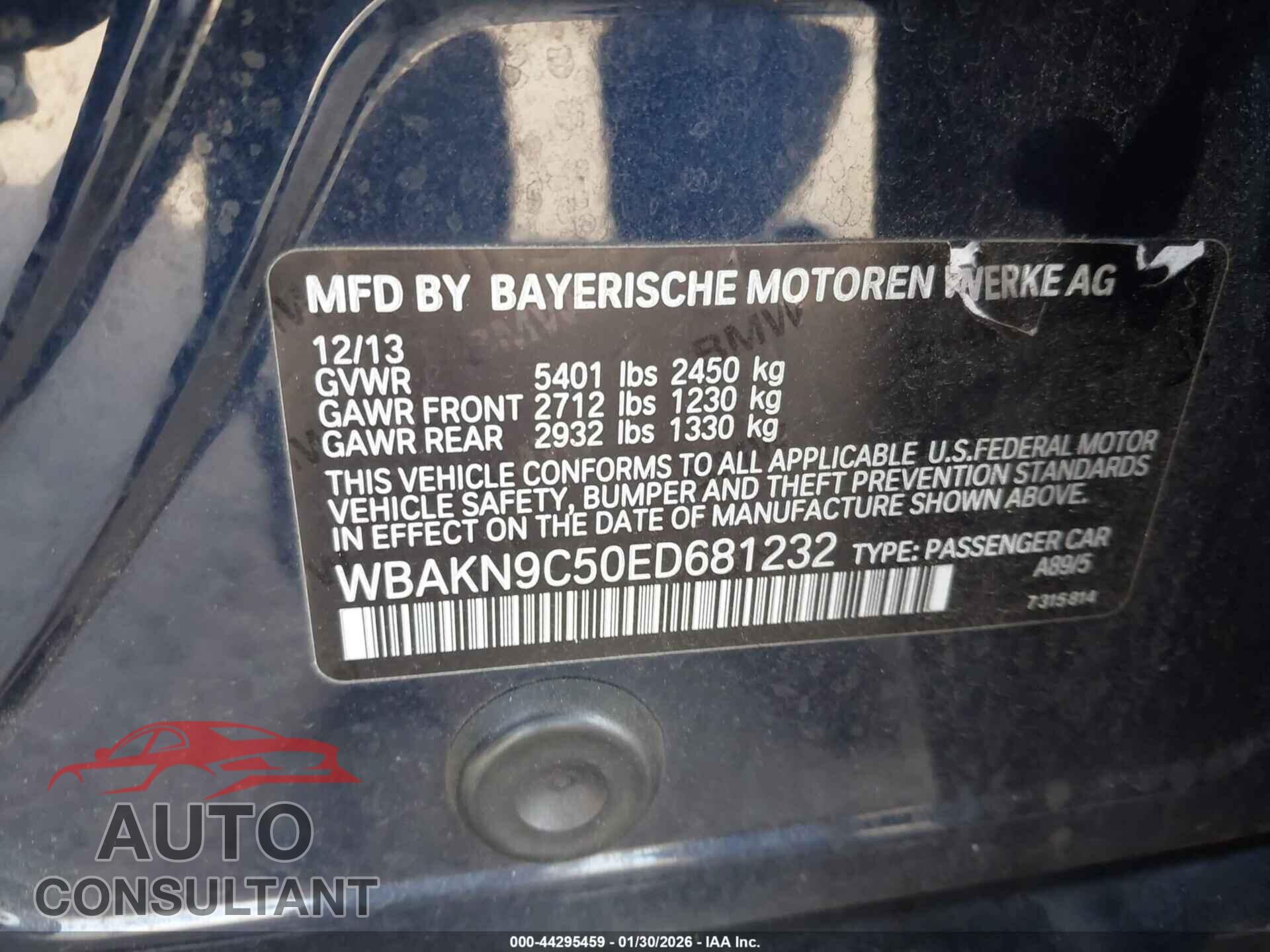 BMW 550I 2014 - WBAKN9C50ED681232