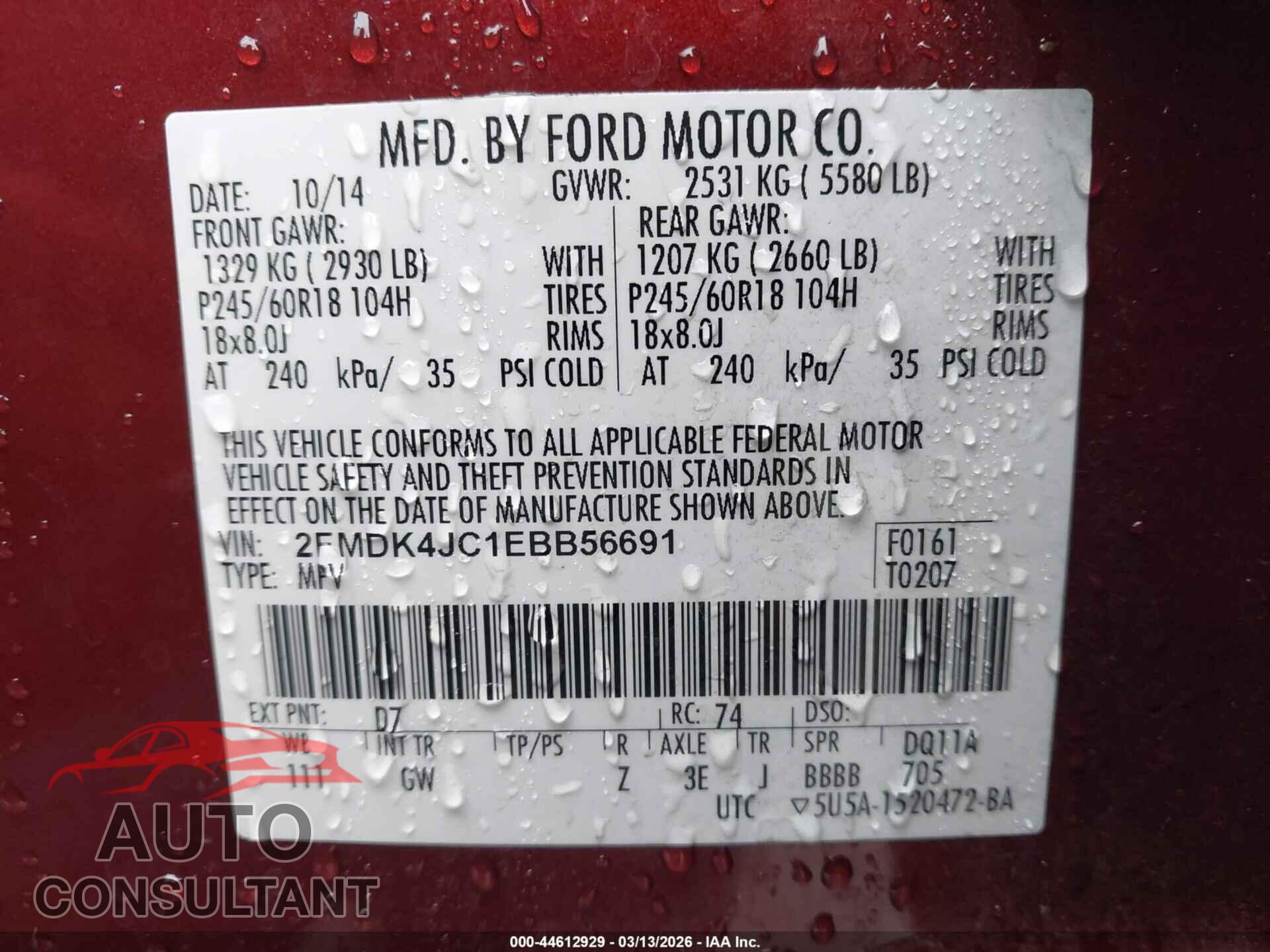 FORD EDGE 2014 - 2FMDK4JC1EBB56691