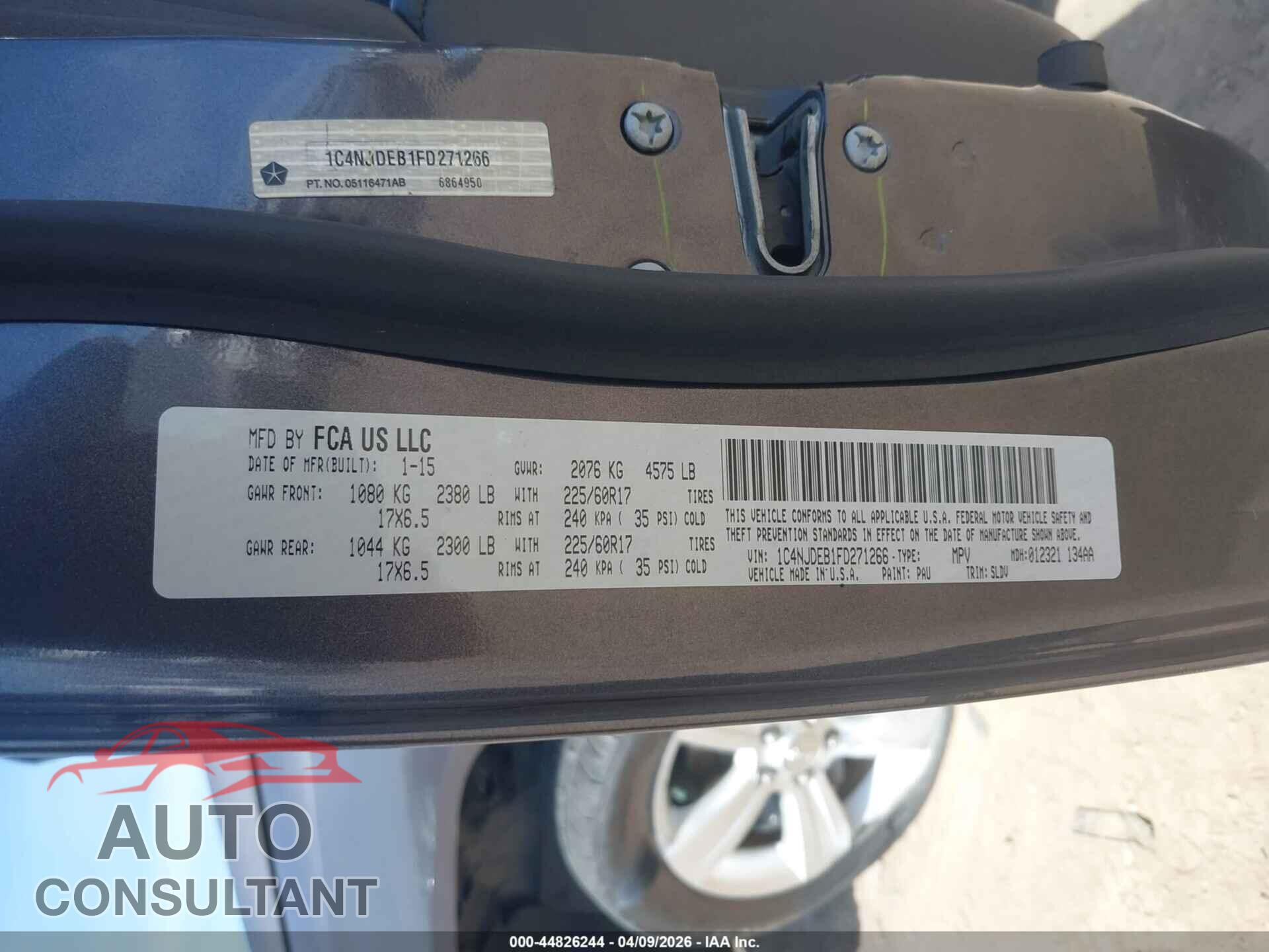 JEEP COMPASS 2015 - 1C4NJDEB1FD271266